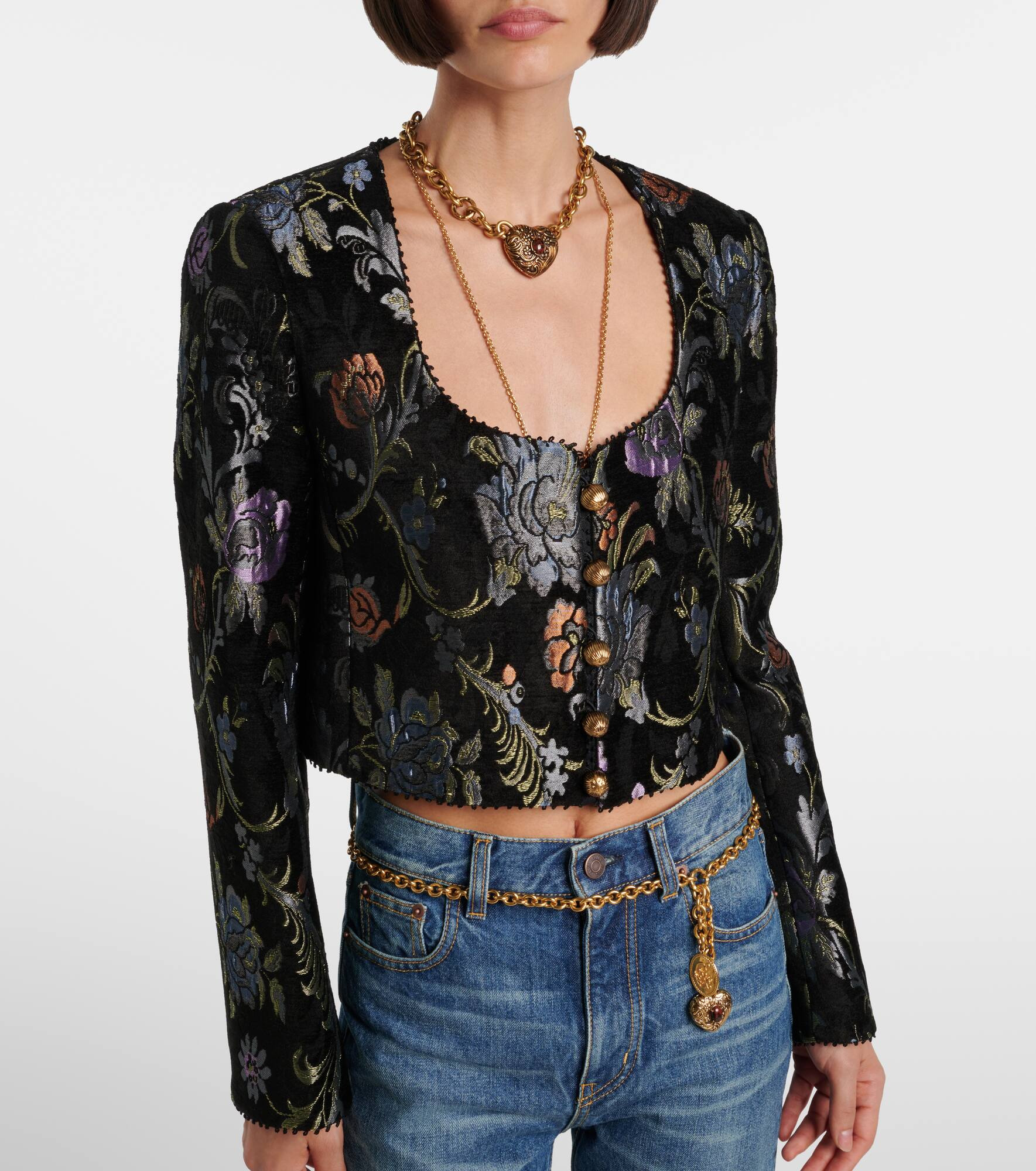 Cropped embroidered jacket - 6