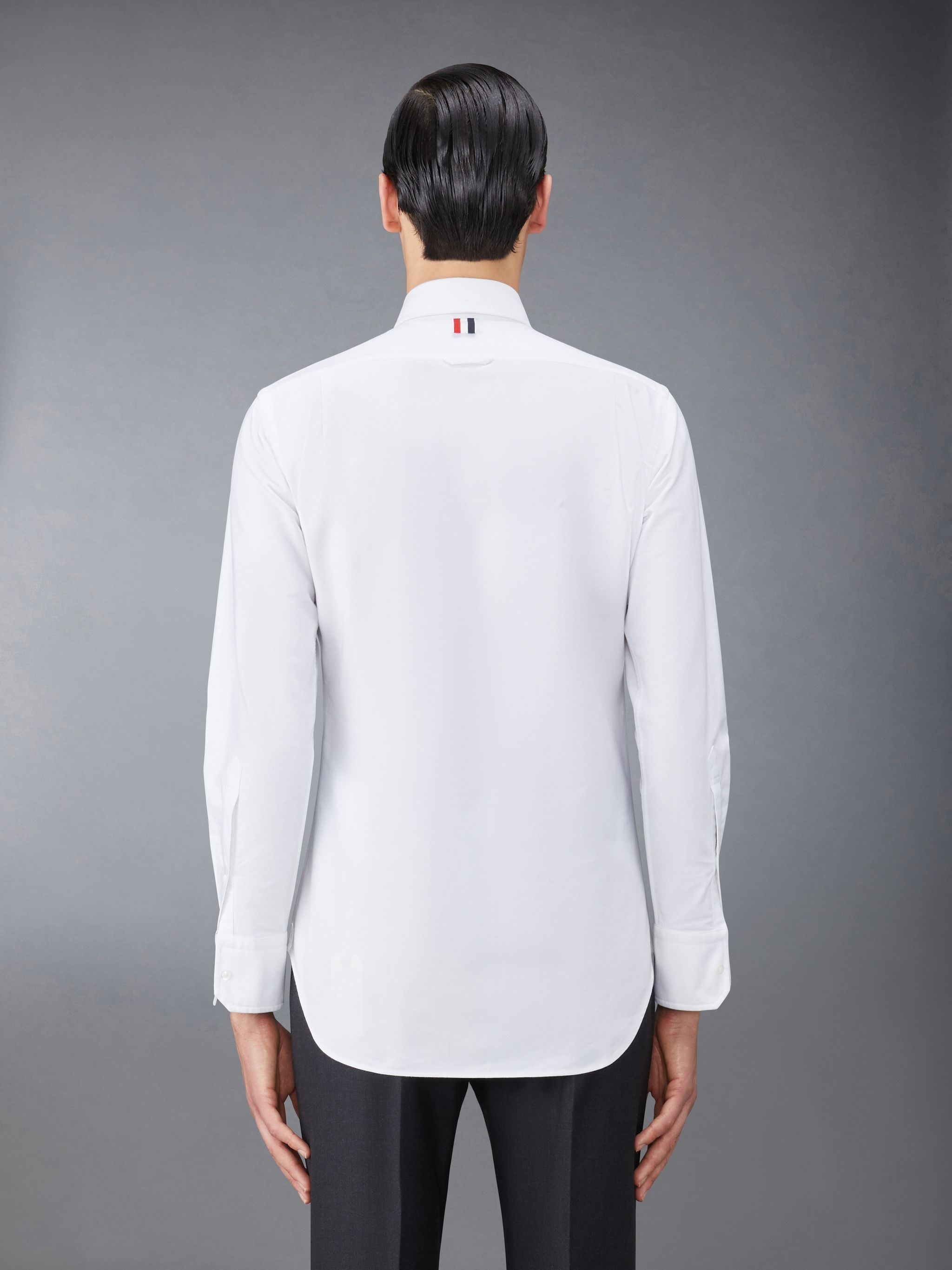 【関税込み】thom browne Patchwork shirt Thom Browne logo-patch Shirt | Blue | FARFETCH