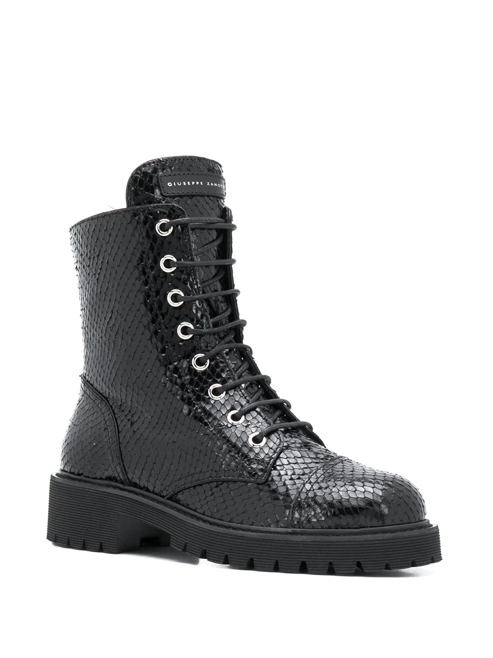 snake-effect combat boots - 2