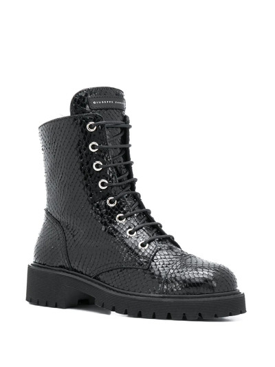 Giuseppe Zanotti snake-effect combat boots outlook