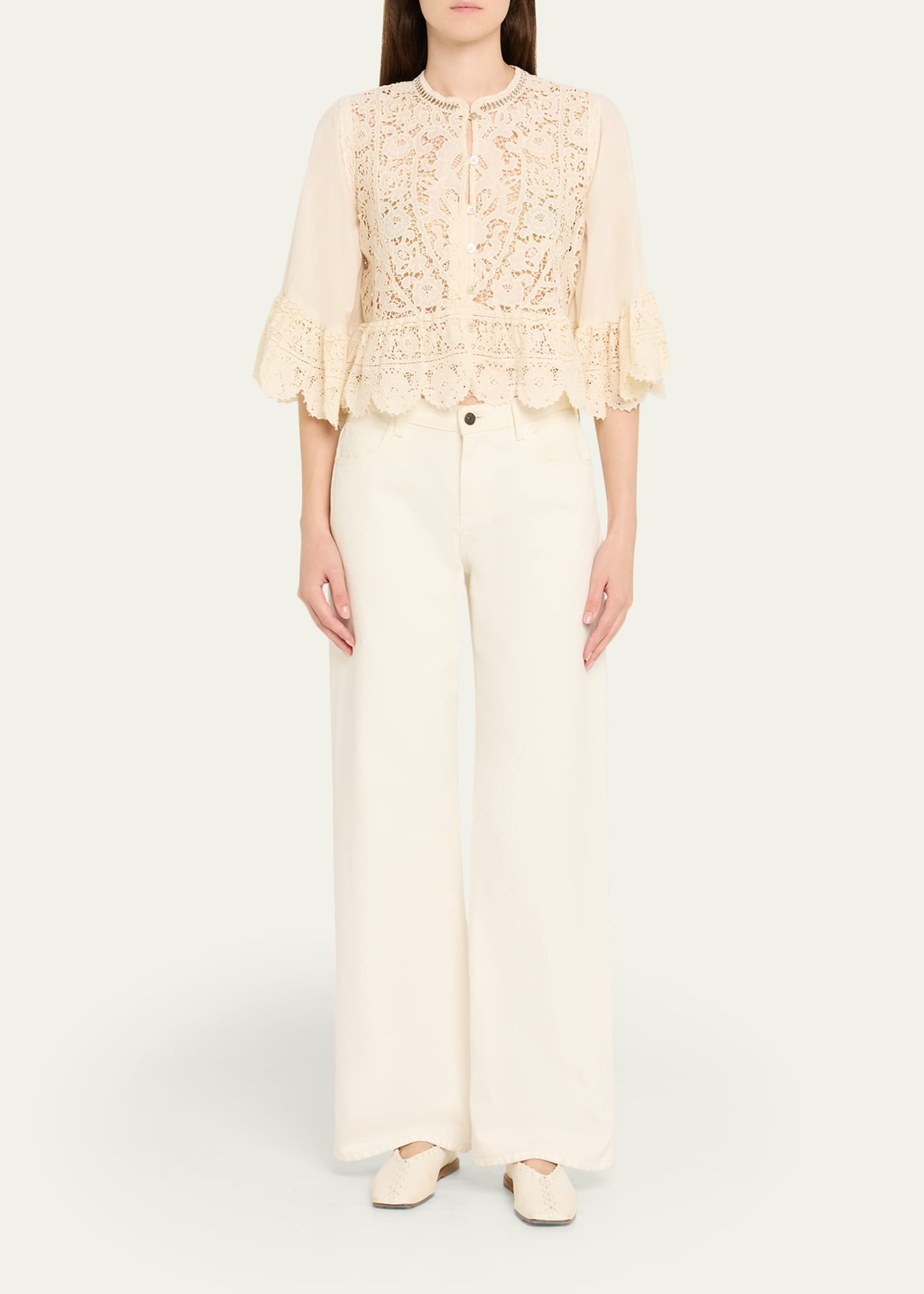 Shanna Lace Three-Quarter Sleeve Top - 2