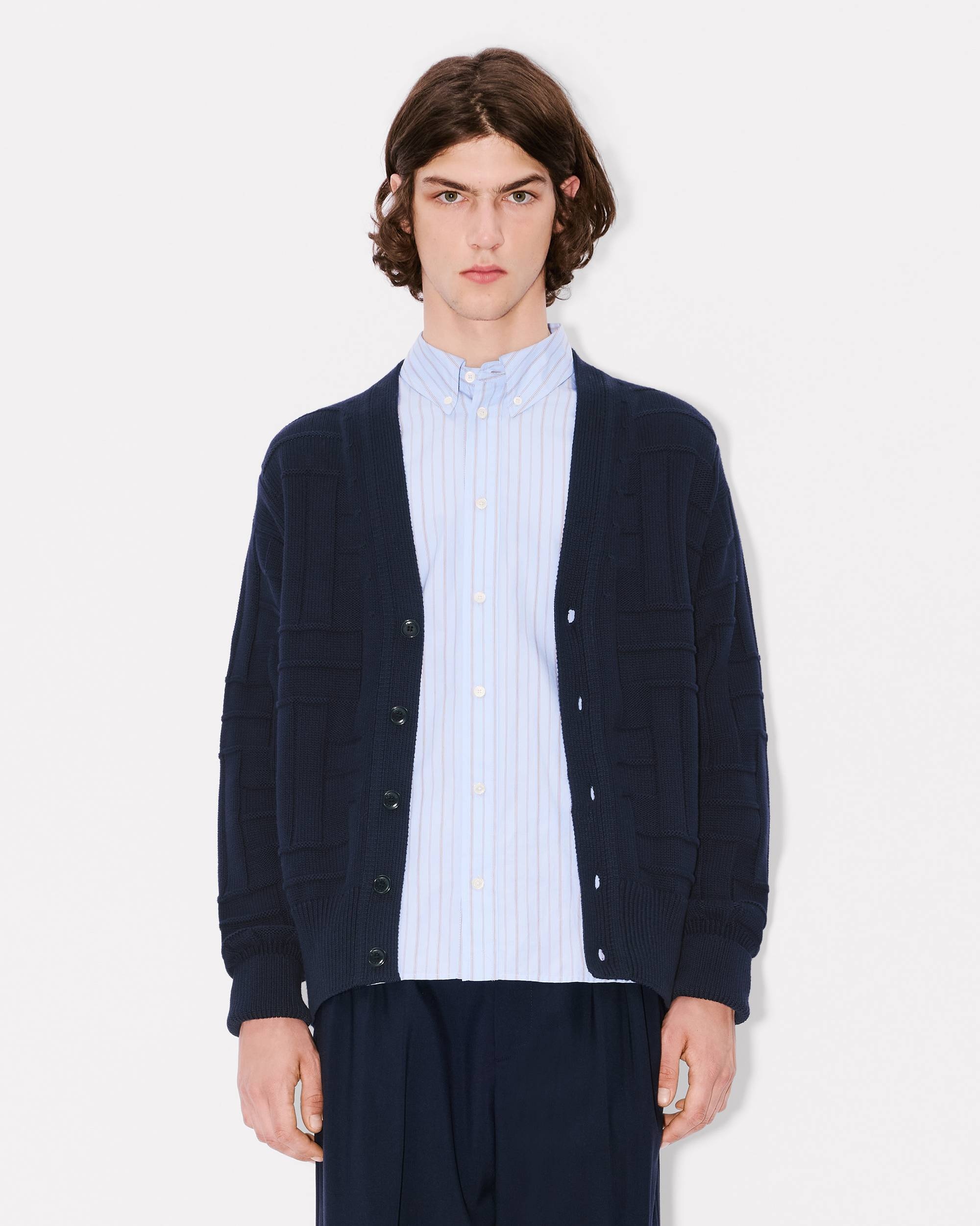 'KENZO Weave' embroidered cardigan in cotton - 3