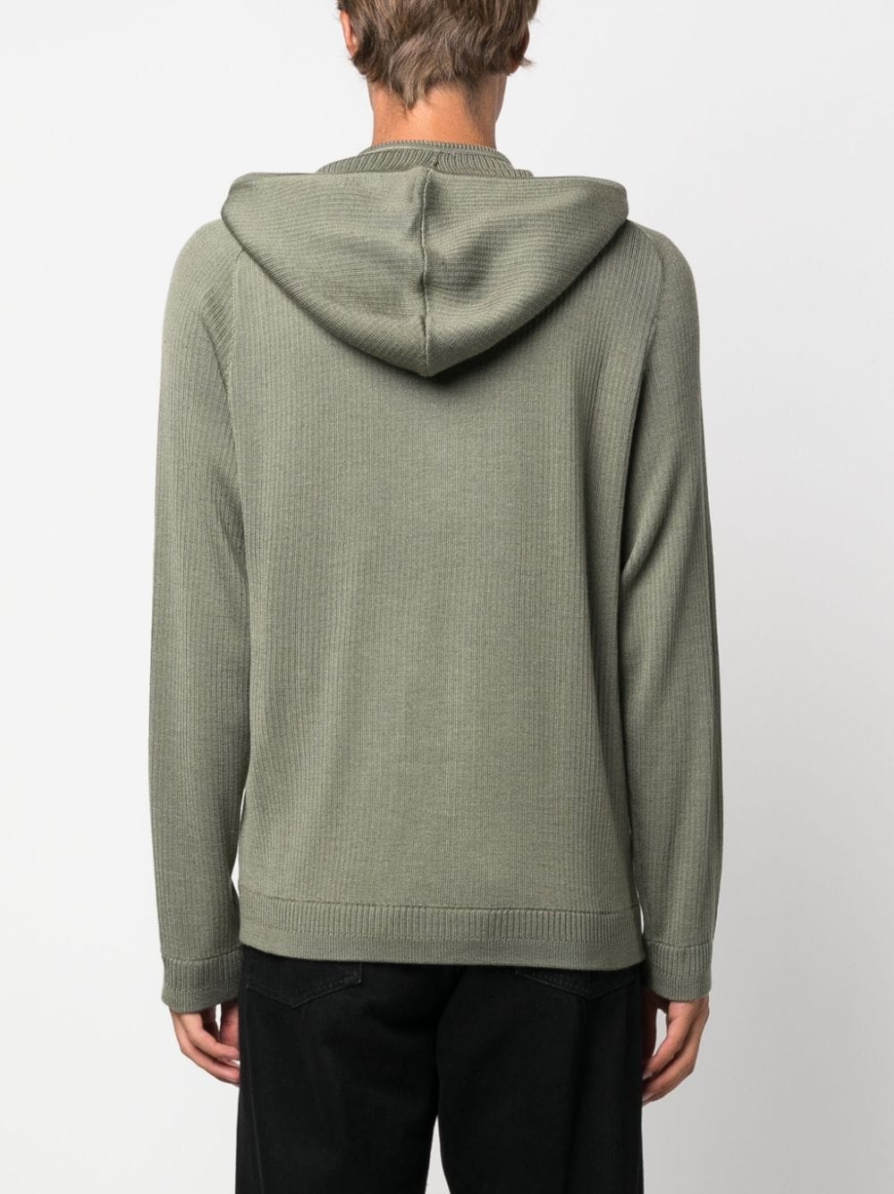 ribbed-knit zip-up hoodie - 4