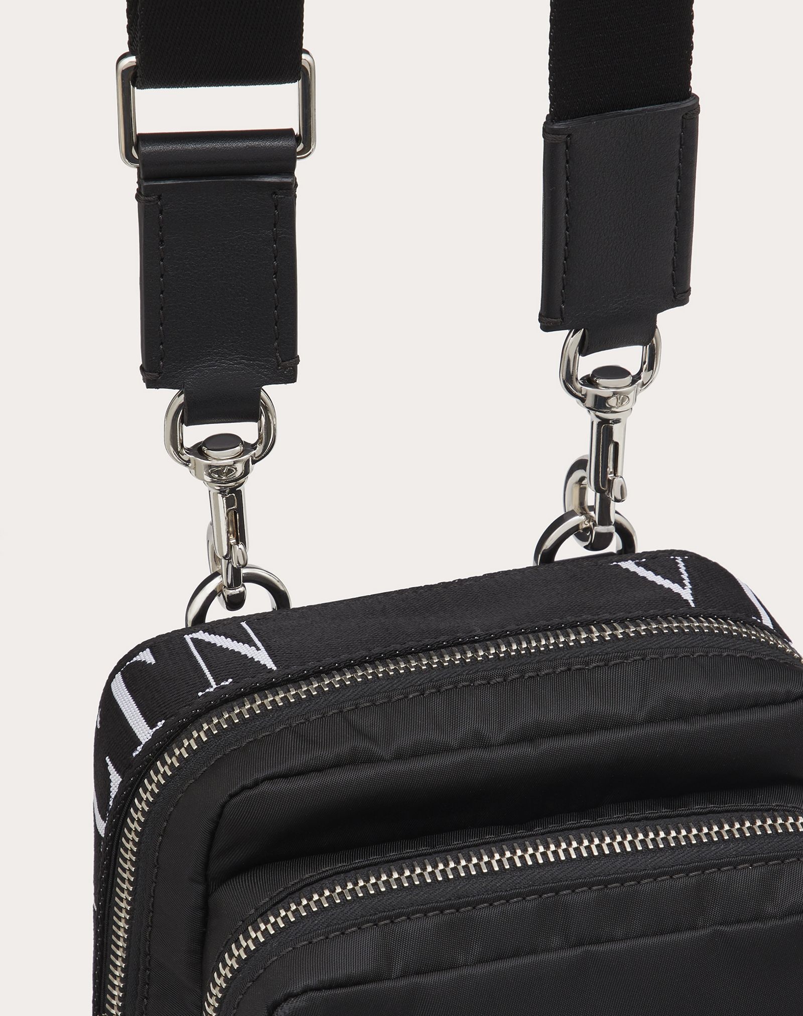 Nylon Crossbody Bag with VLTN Straps - 5