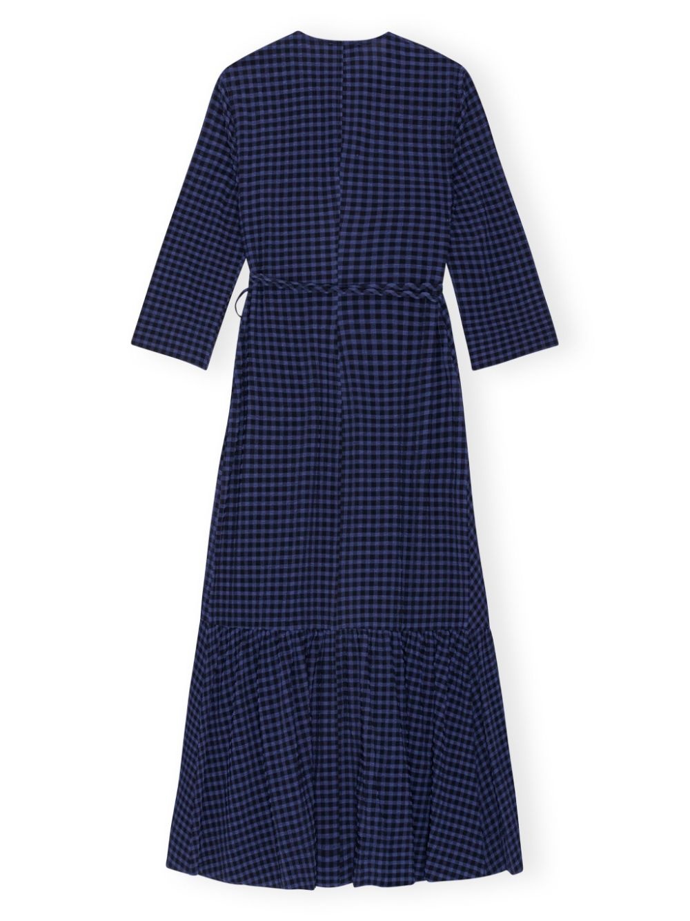 gingham-check pattern wrap midi dress - 6