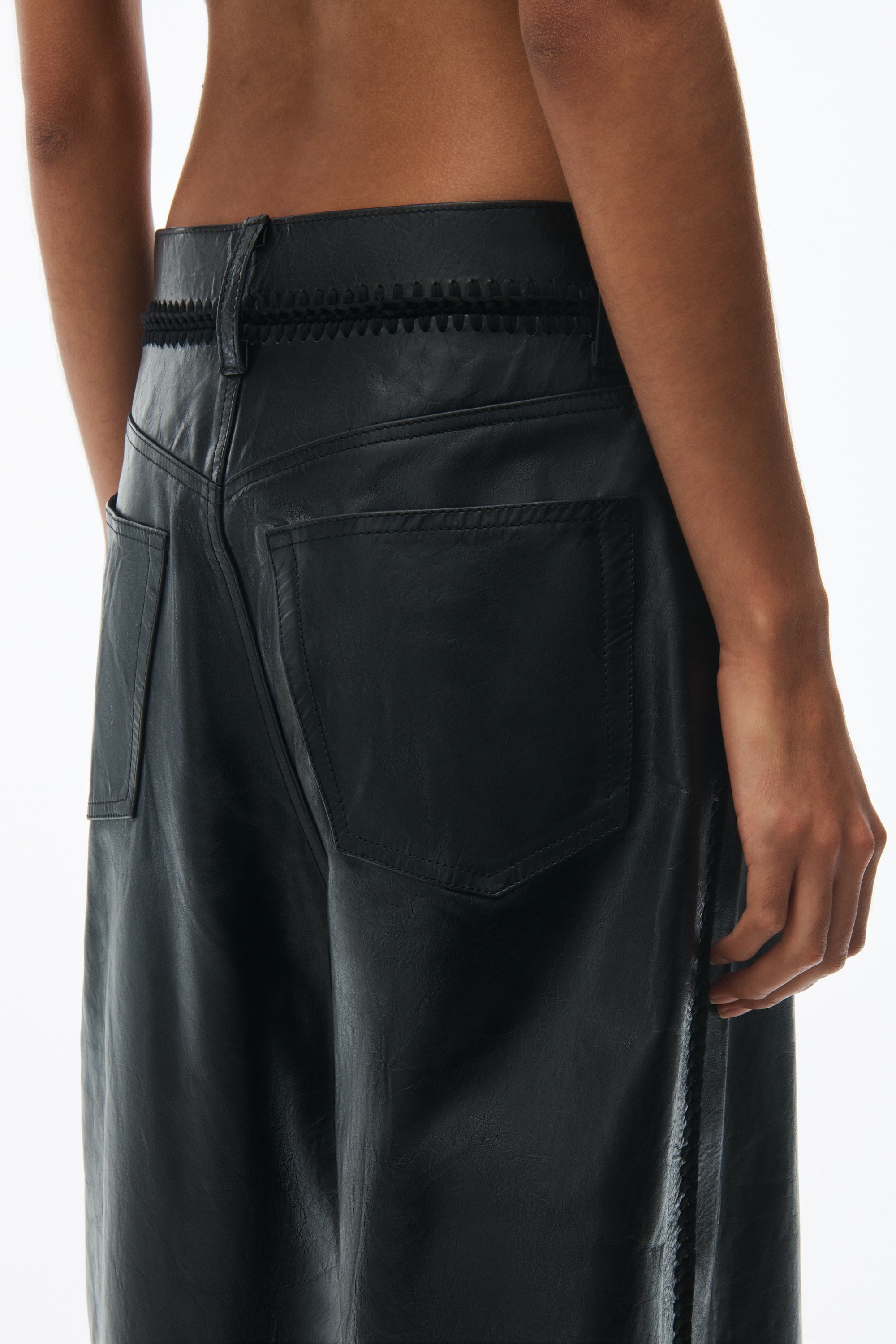 Low Waist Crochet Leather Trouser - 6