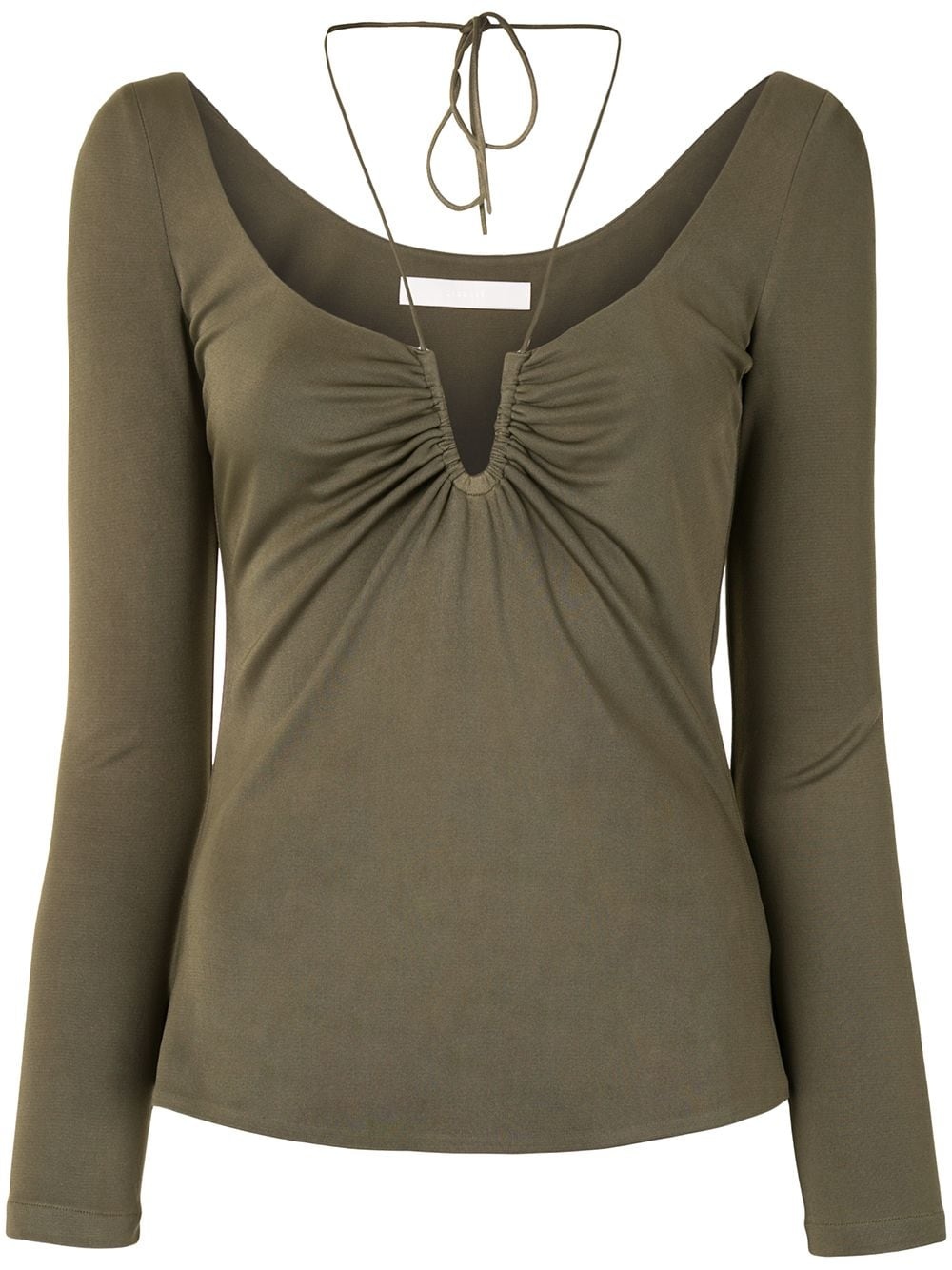 halterneck-detail long-sleeve top - 1