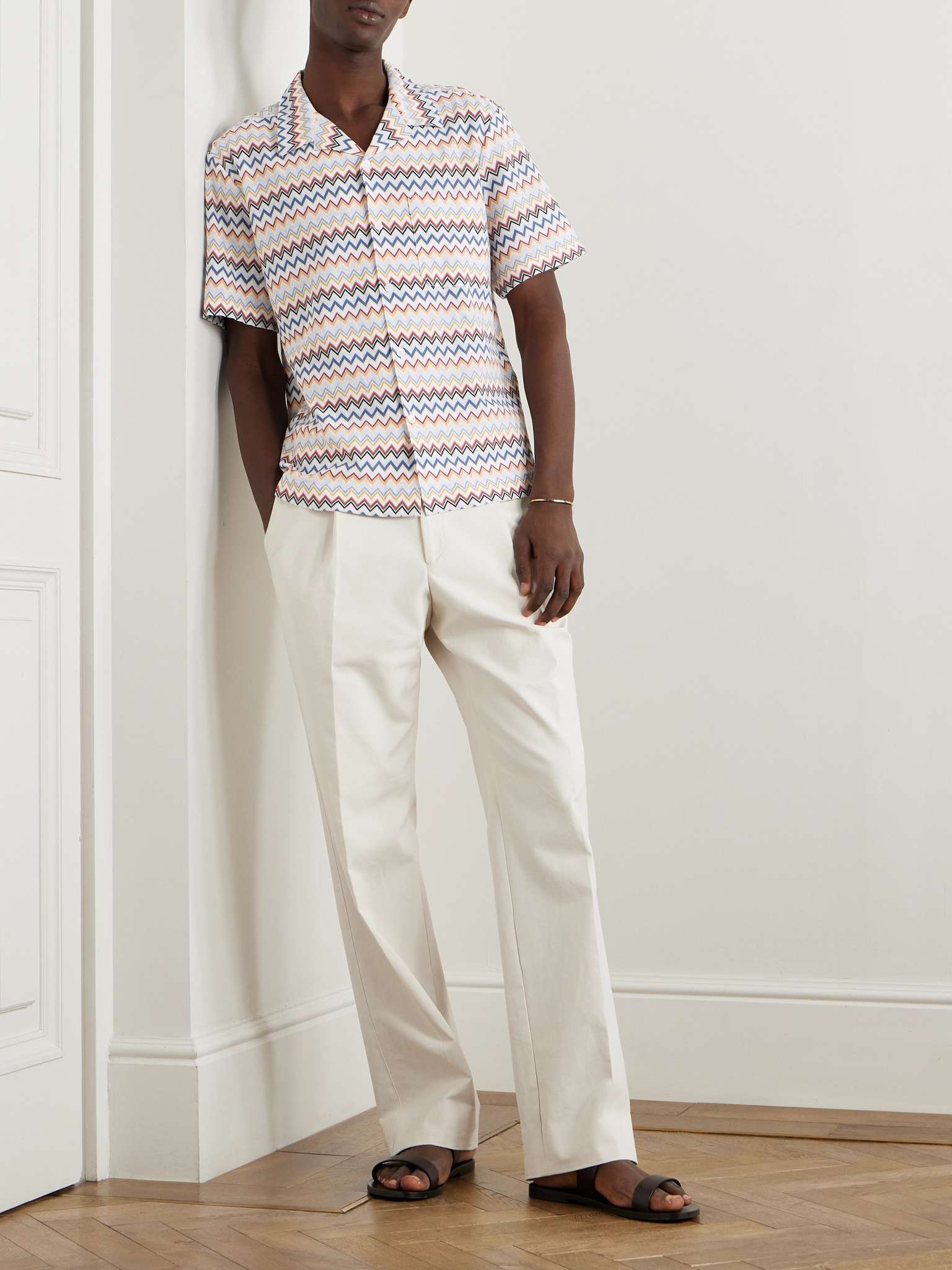 Camp-Collar Crochet-Knit Cotton Shirt - 2