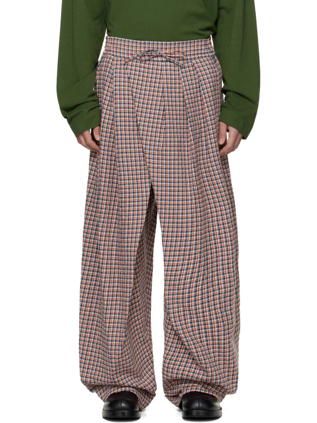 Multicolor Draped Cotton Trousers - 1