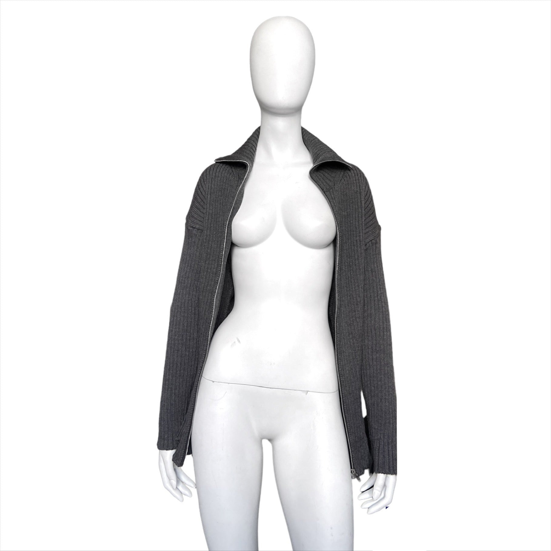 Jean Paul Gaultier Grey knit zip up cardigan XL - 2