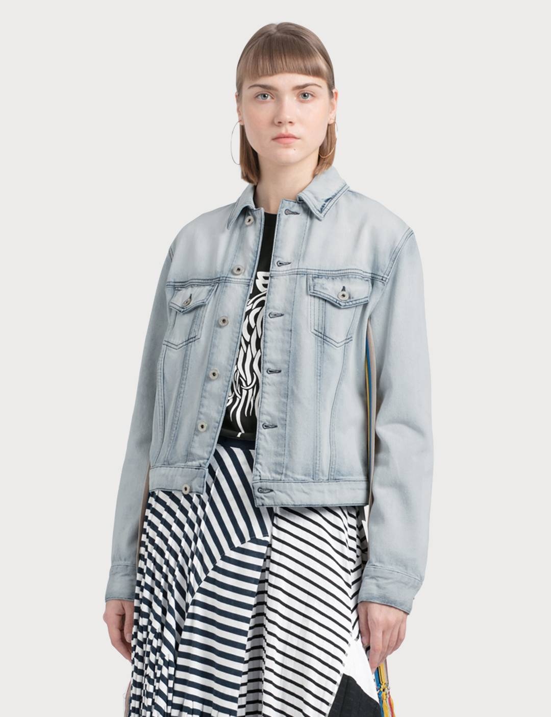 Denim Jacket Knit Stripe Bands - 1