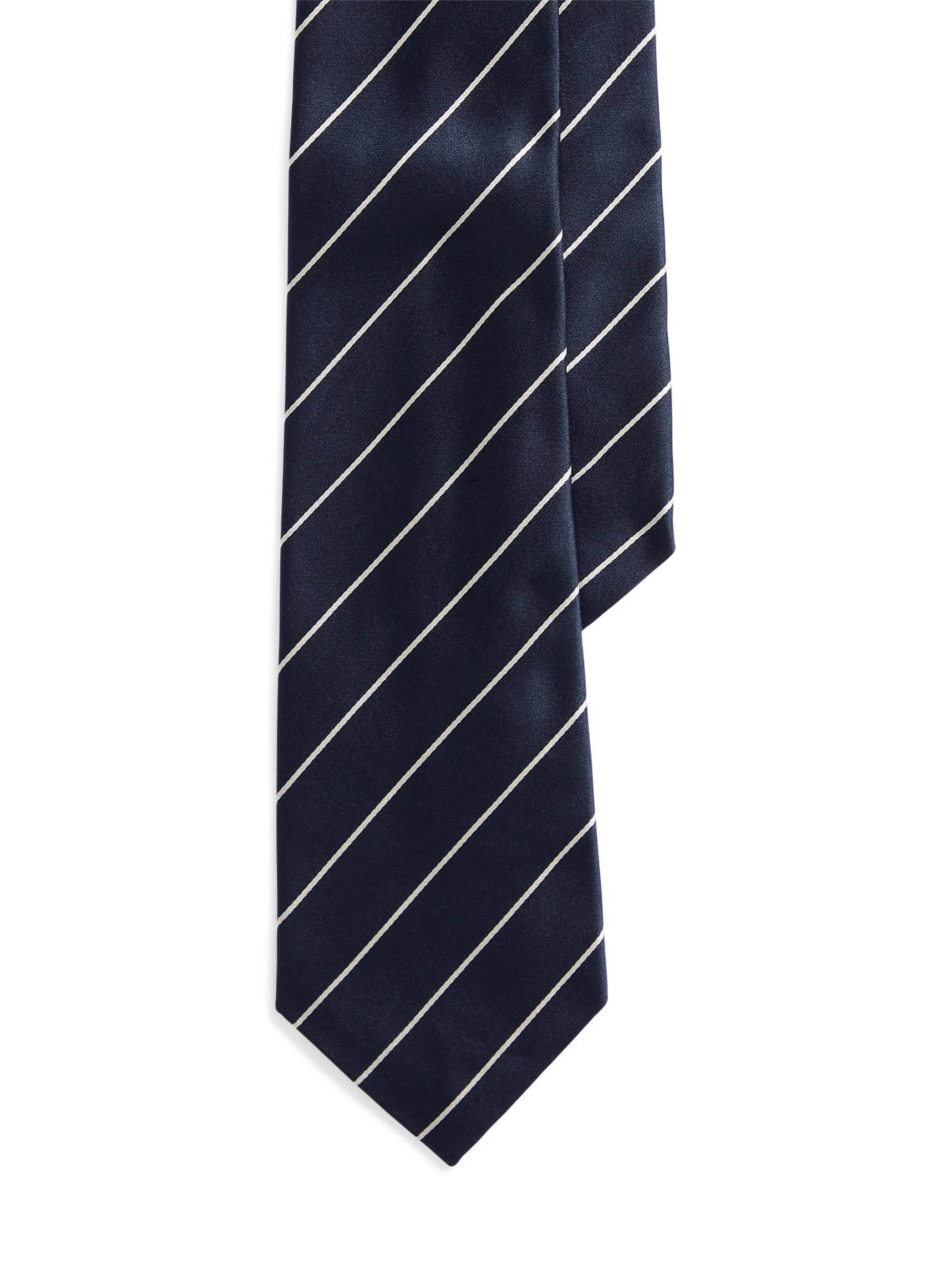 Men's Striped Silk Tie - Dark Navy - 1