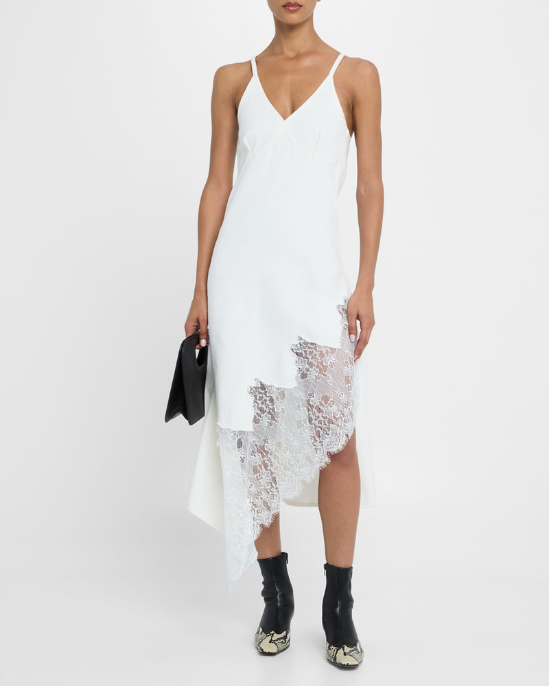 MARQUES’ALMEIDA Strappy Denim and Lace Midi Dress outlook
