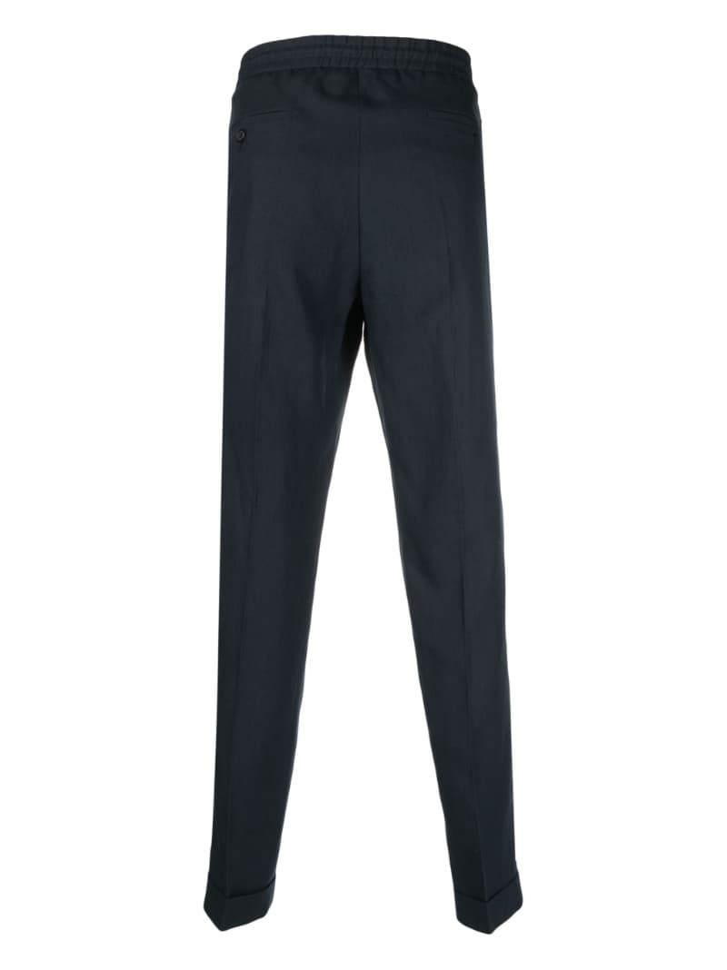 drawstring-waistband slim-cut linen trousers - 2