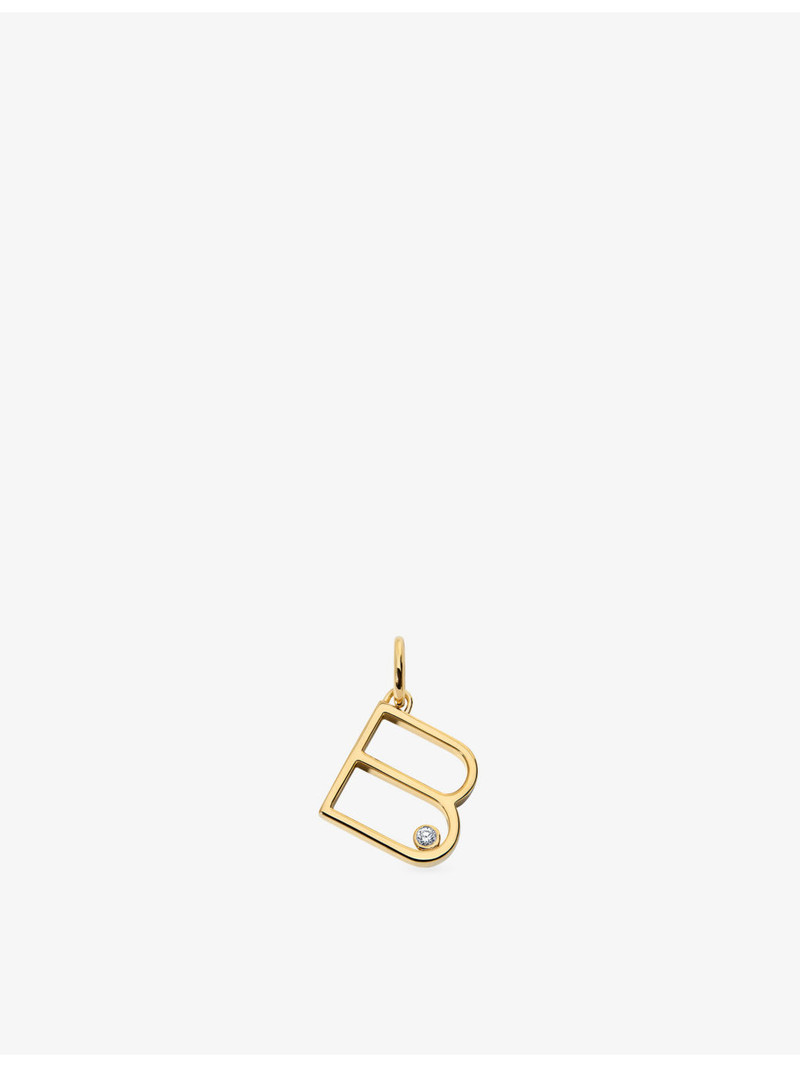 Solitaire Initial B 18ct Yellow Gold Vermeil and Lab-Grown Diamond Pendant 1