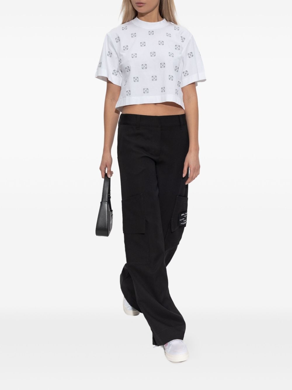 monogram-embroidered cropped t-shirt - 2