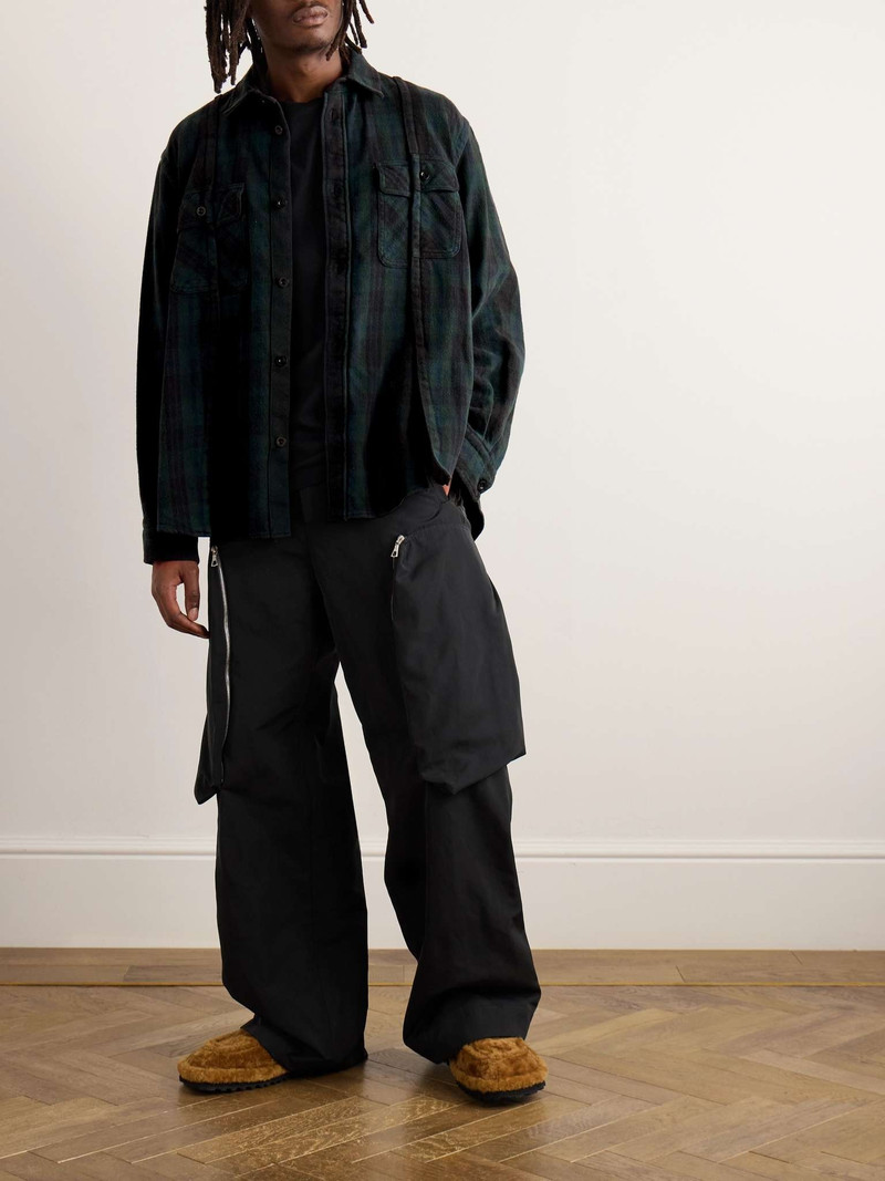 sacai Panelled Checked Cotton-Flannel Shirt outlook