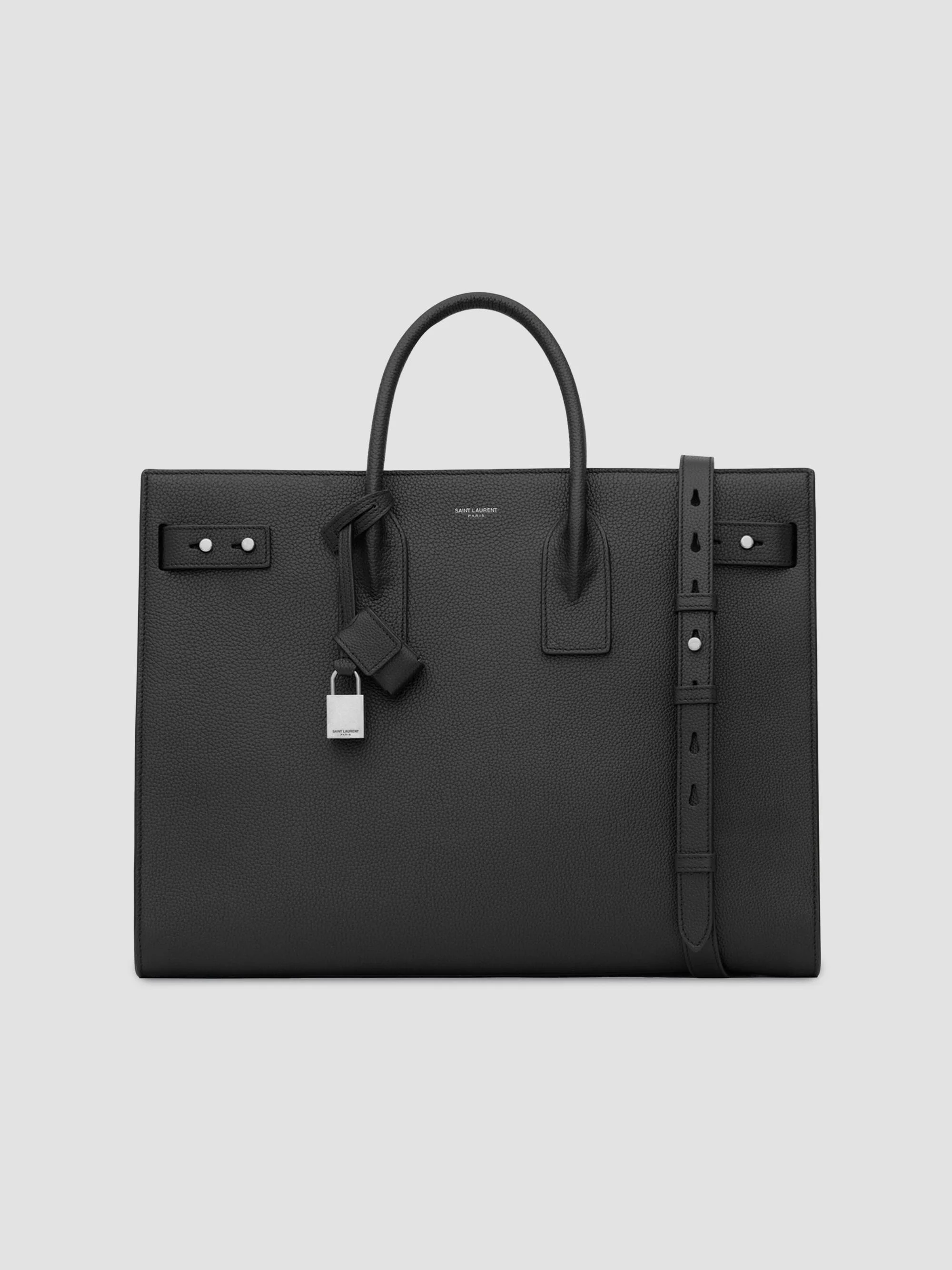 Men's Sac De Jour Thin Large in Grained Leather - Black - 1