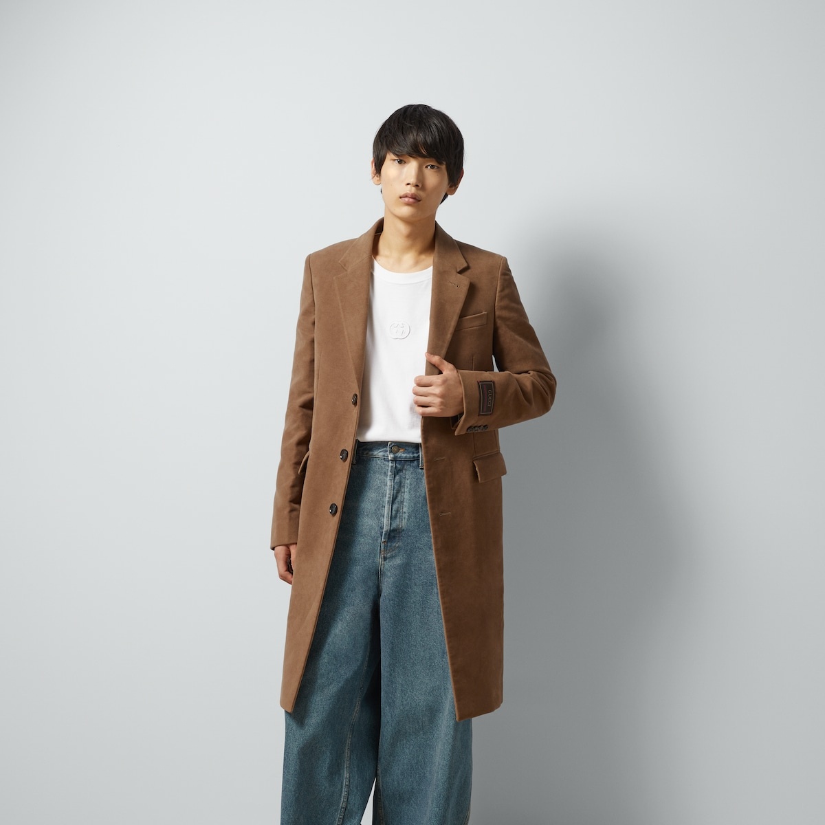 Smooth coat with Gucci Web label - 6