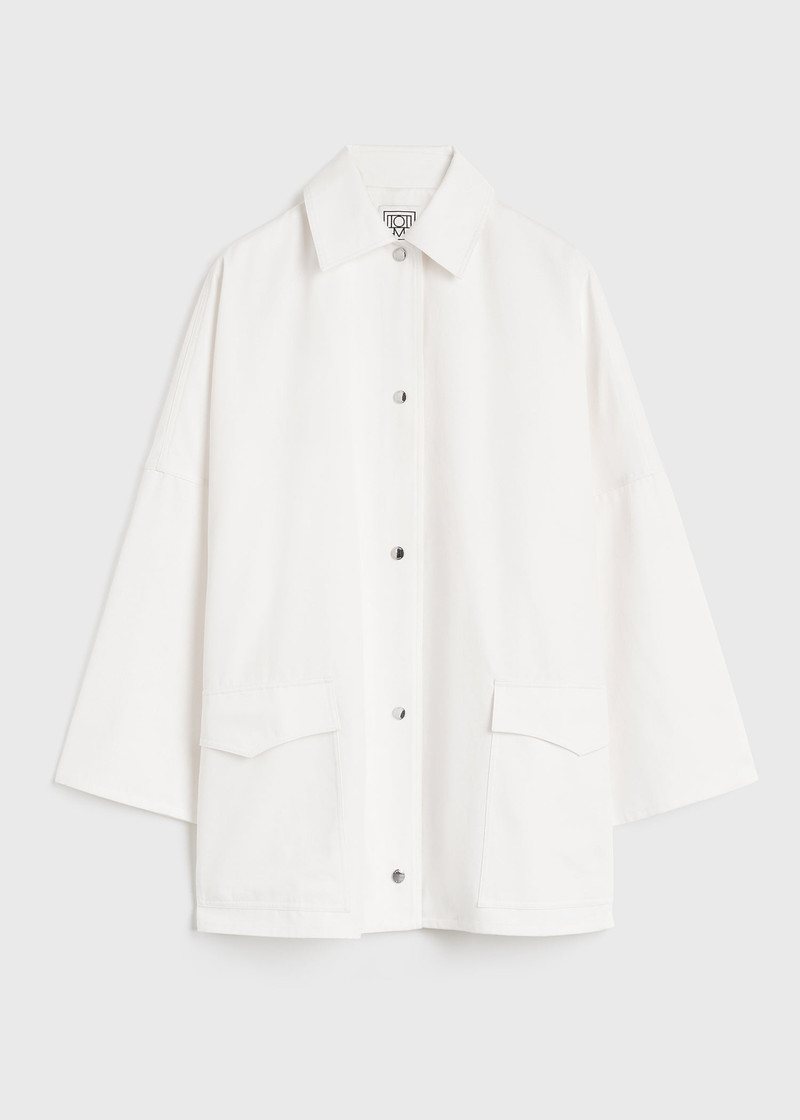 Cotton twill overshirt jacket white 1