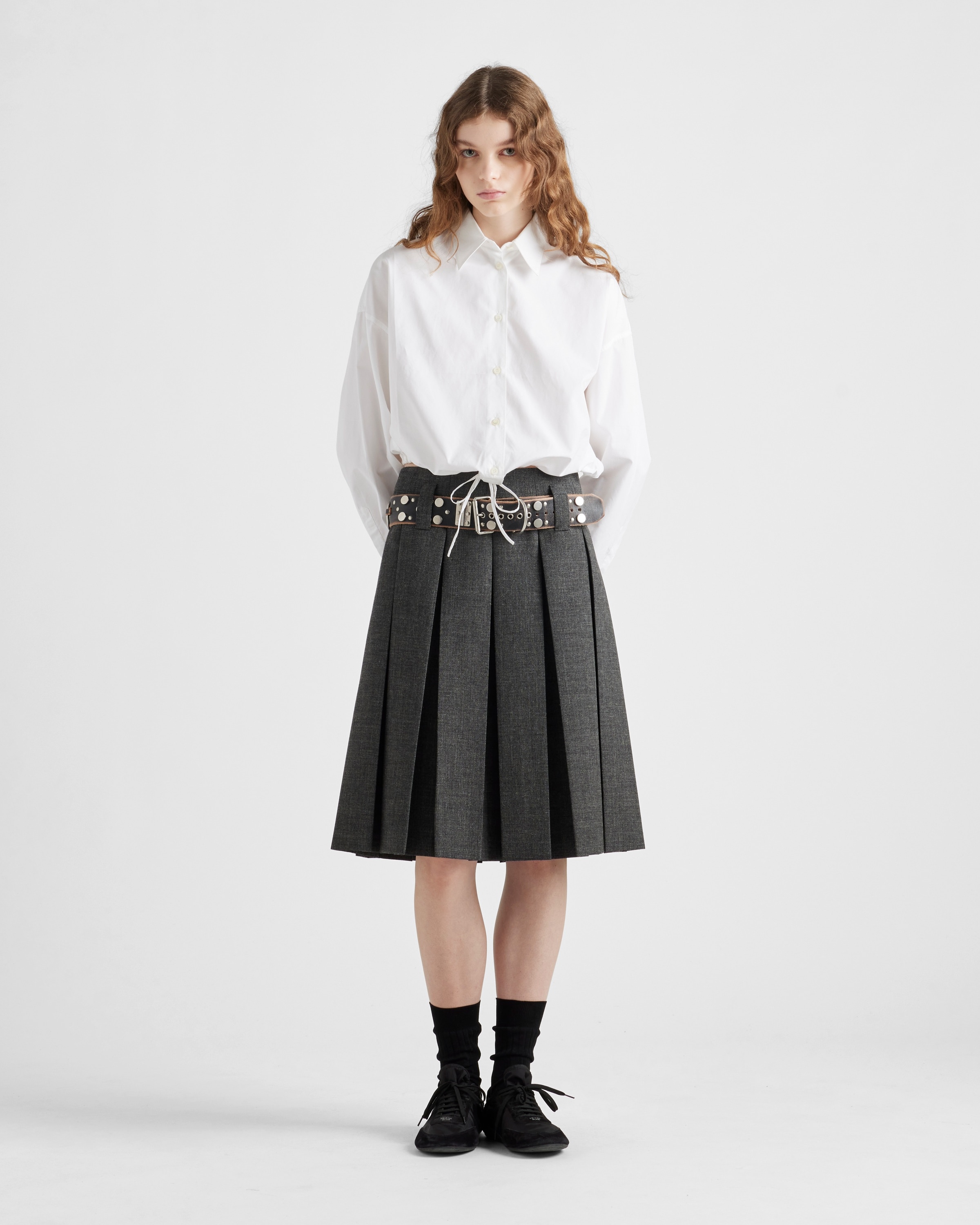 Prada FROM THE RUNWAY Rush stitch skirt with belt 関税込 Prada Rush stitch skirt with belt | REVERSIBLE