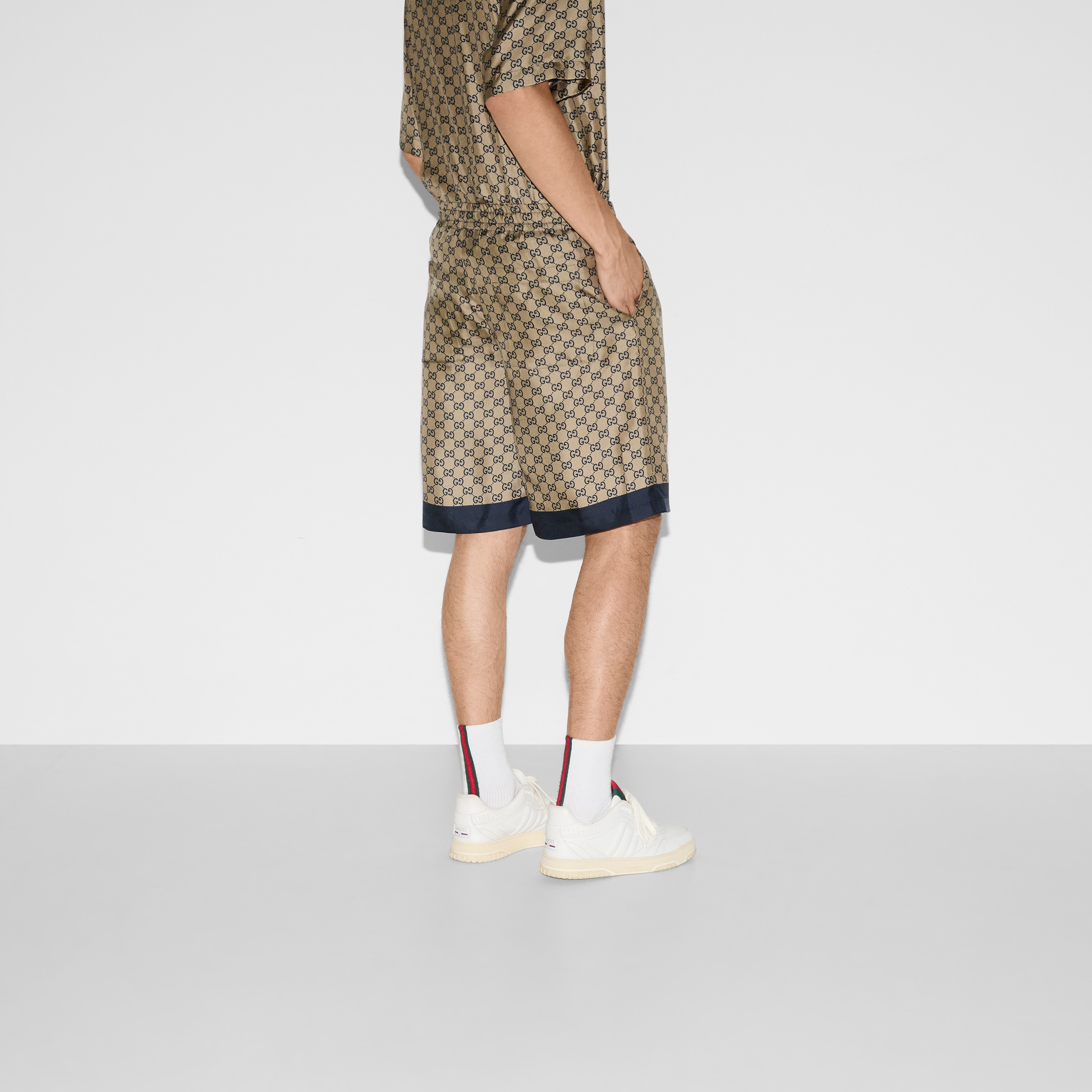 Printed silk twill shorts - 4