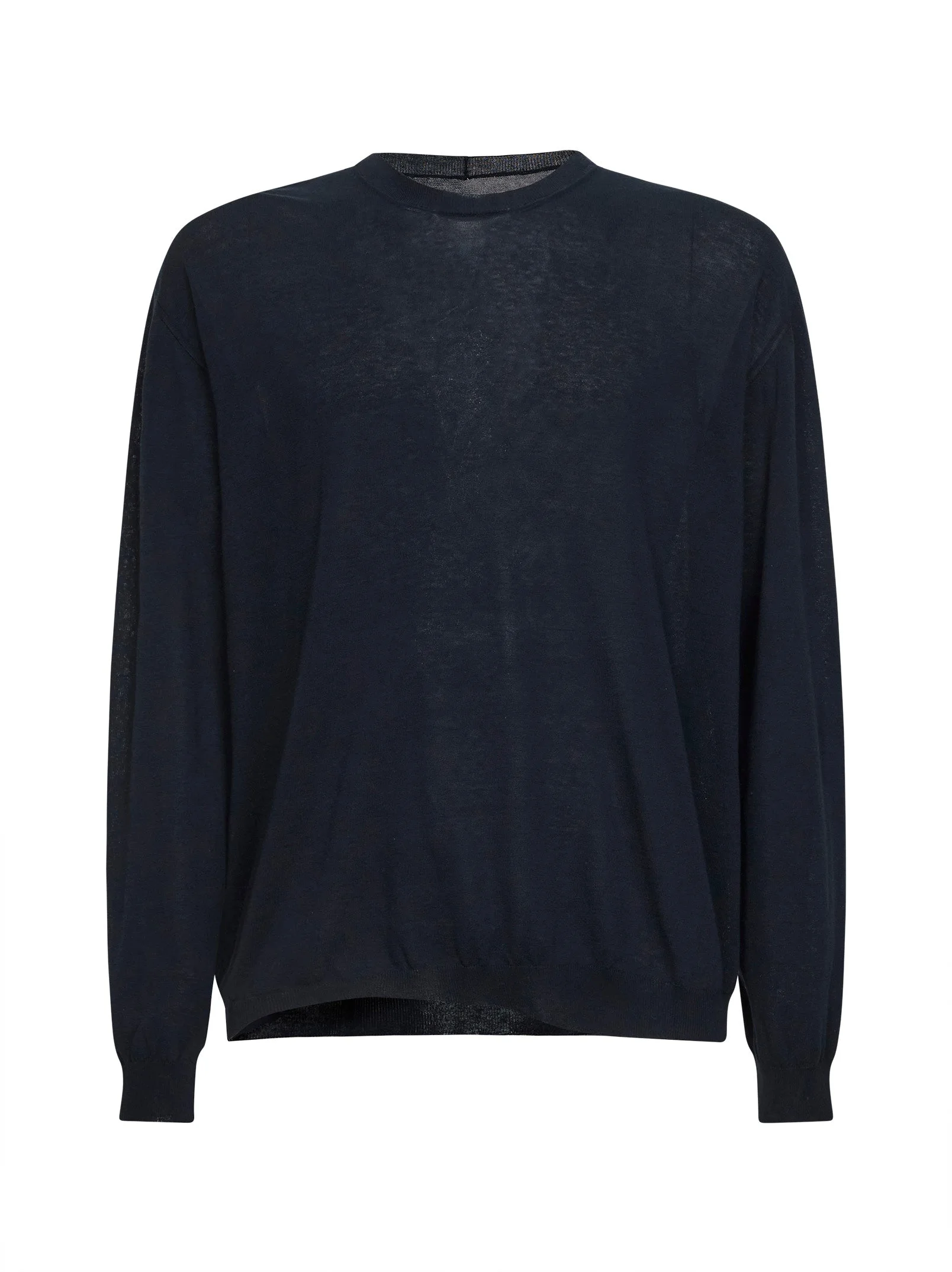 Blue wool and silk crepe crewneck sweater - 1