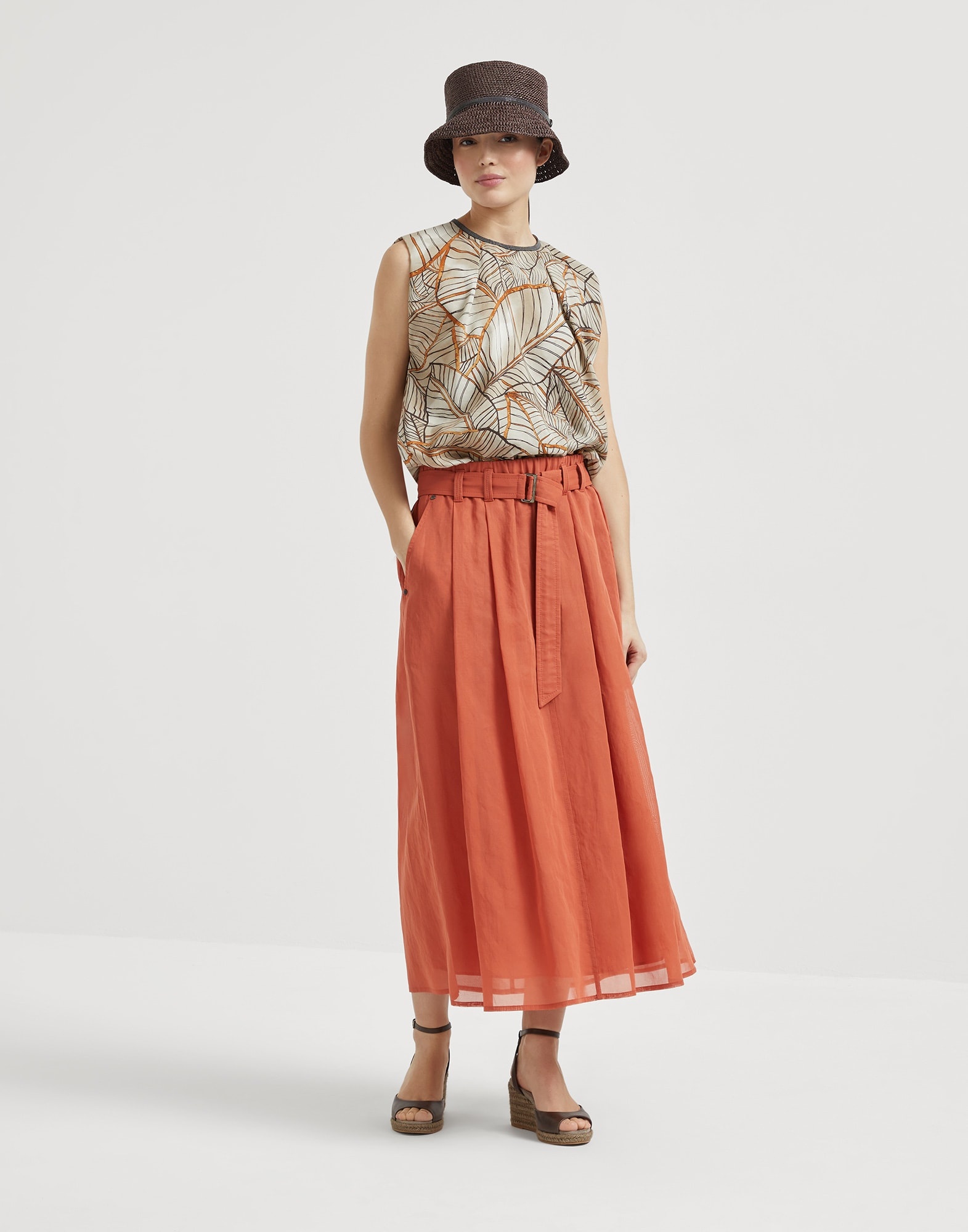 Cotton organza full skirt with monili - 4