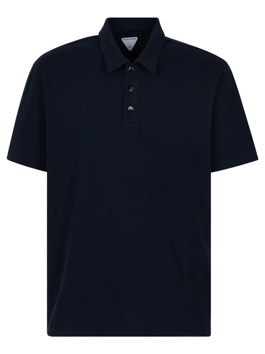 Bottega Veneta Chine Cotton Piqué Polo Clothing - 1