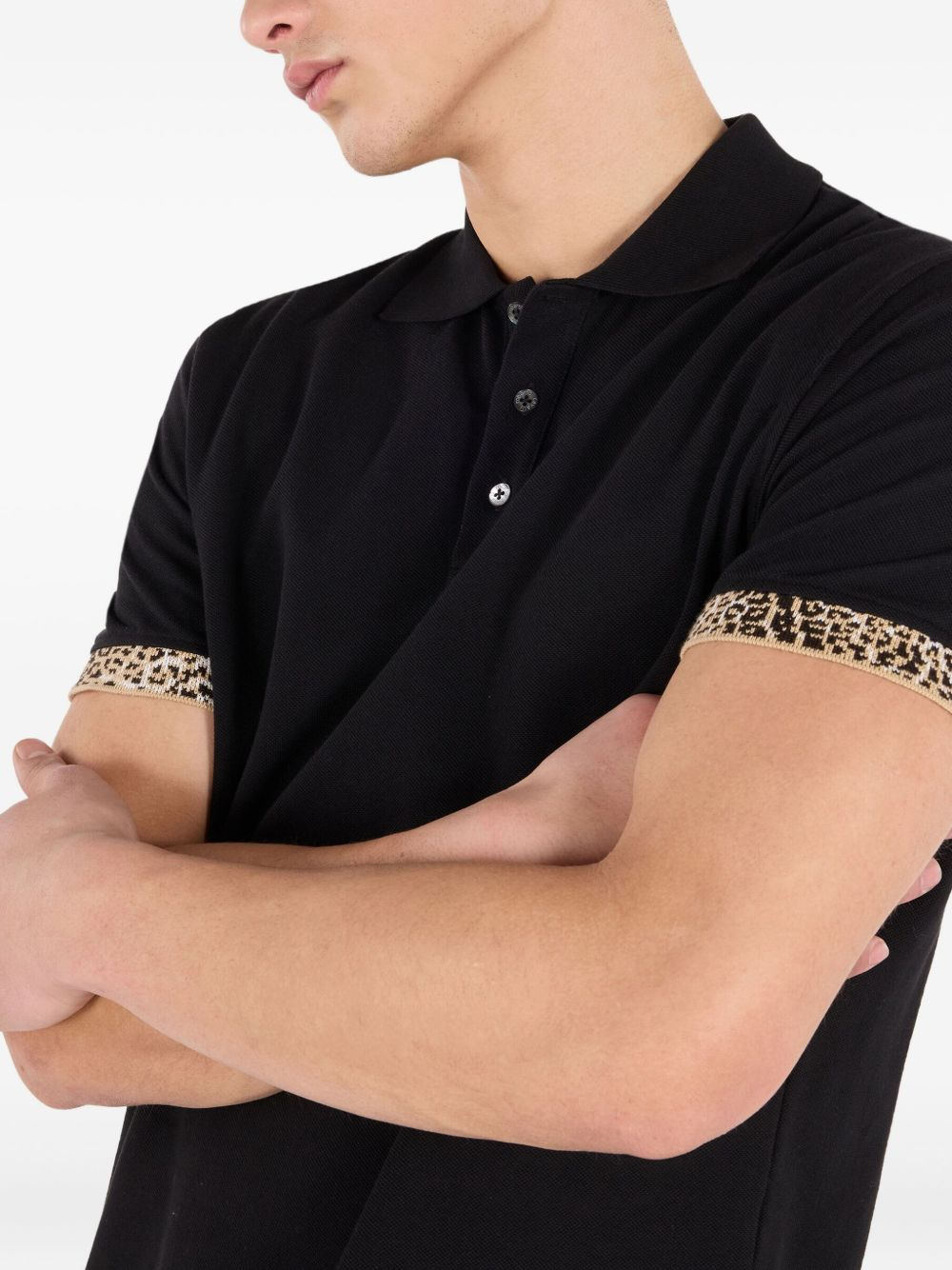 jaguar-print cuff polo shirt - 5