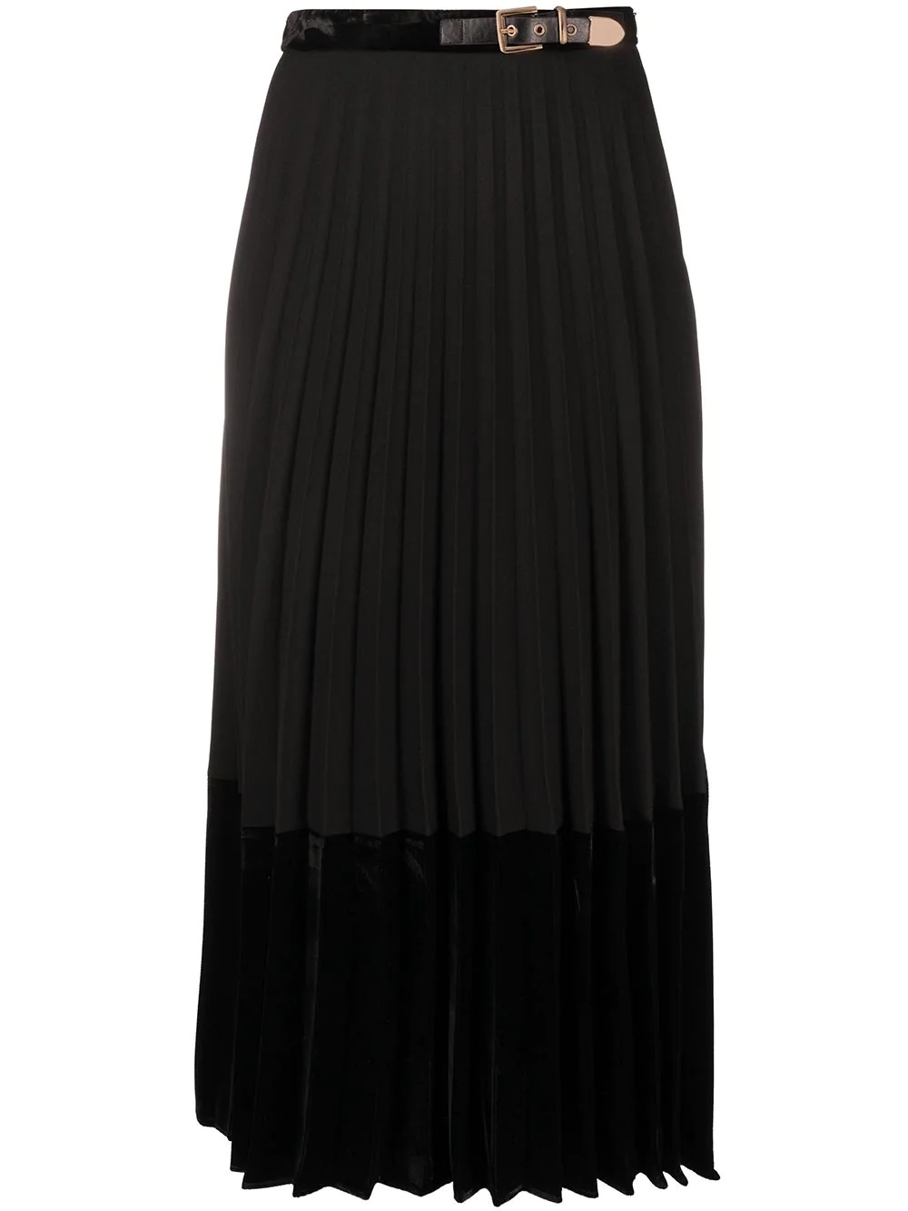 Velna velvet panelled mid-length skirt - 1