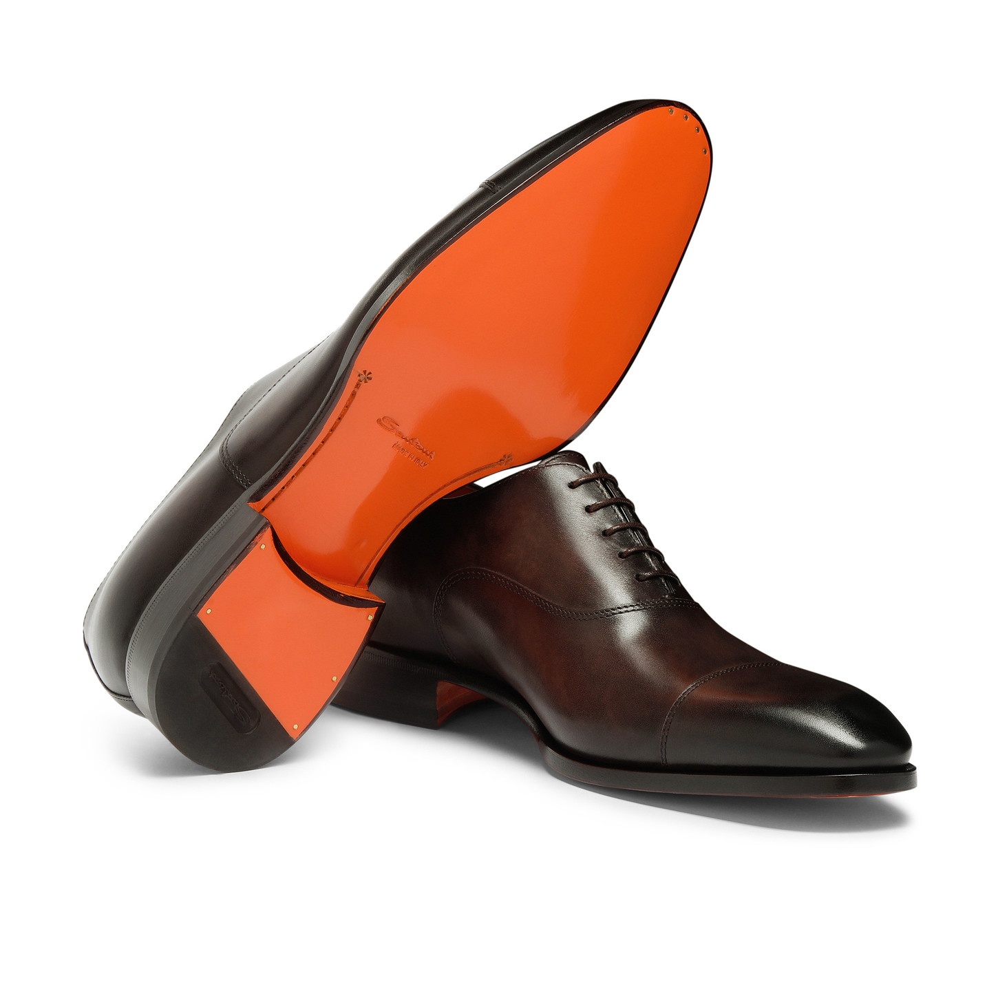 Men's polished brown leather Oxford shoe - 4