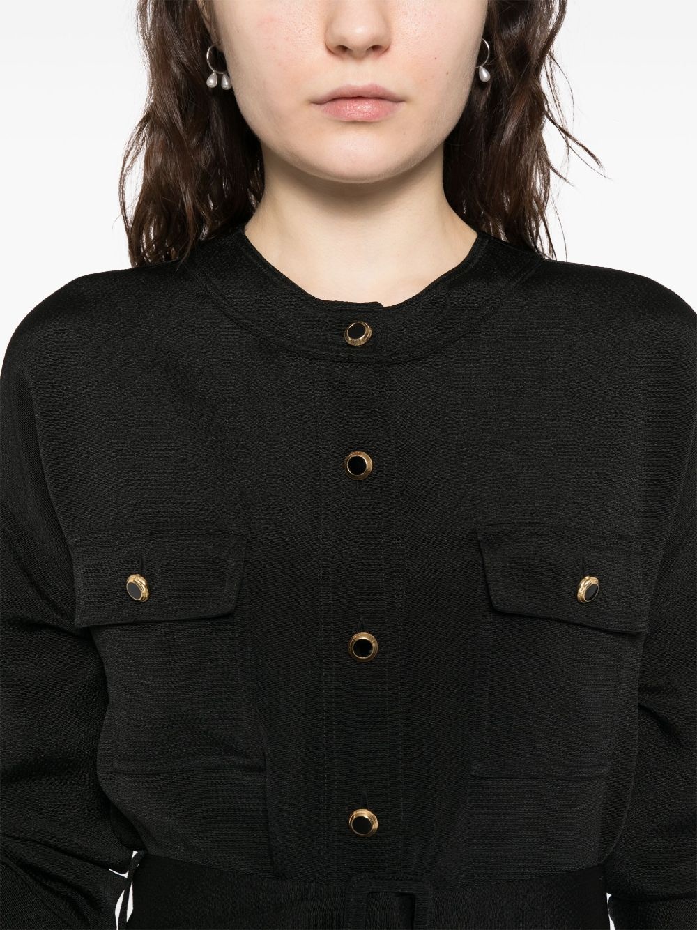 textured belted mini shirt dress - 5