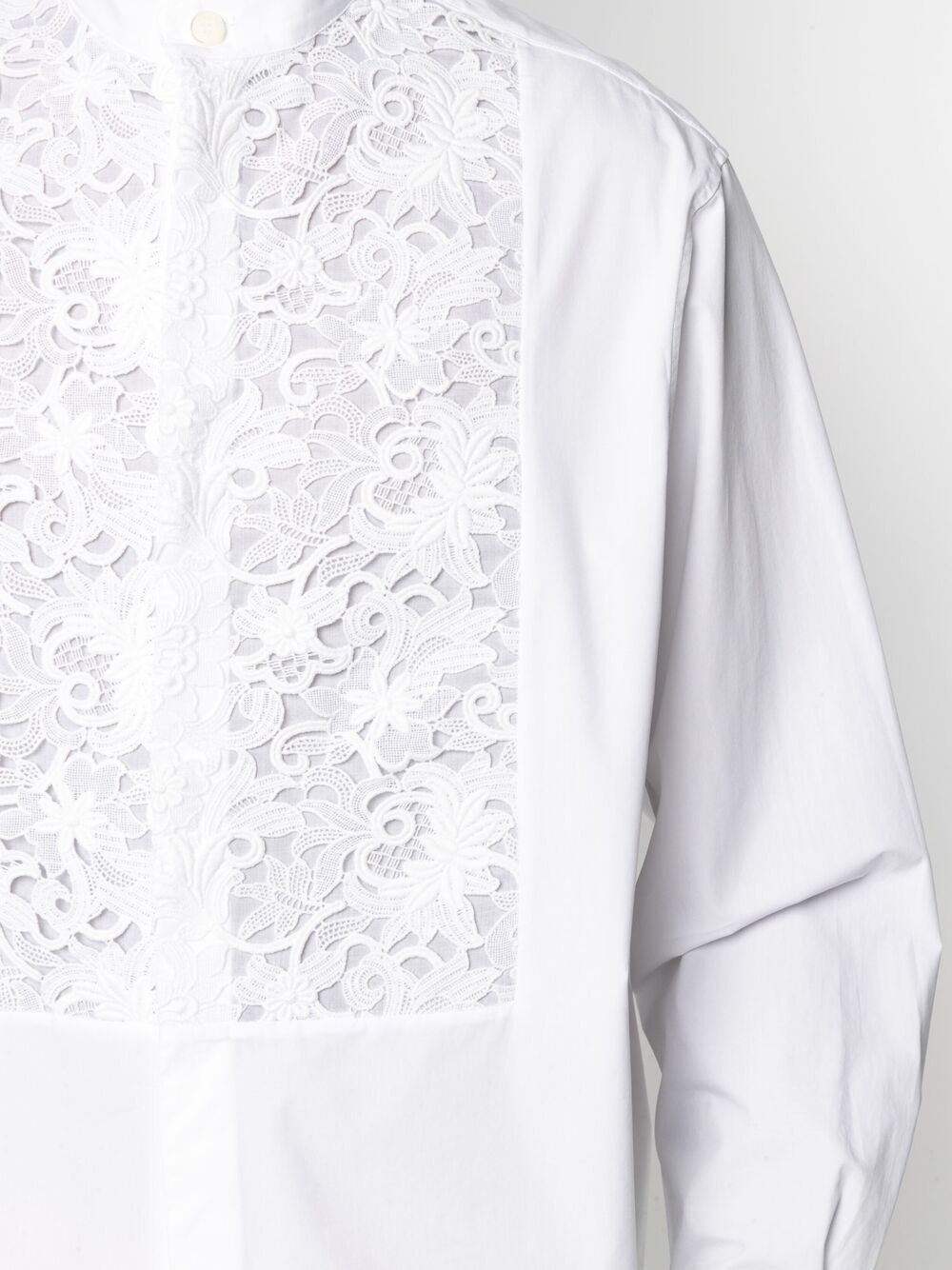 embroidered collarless shirt - 4