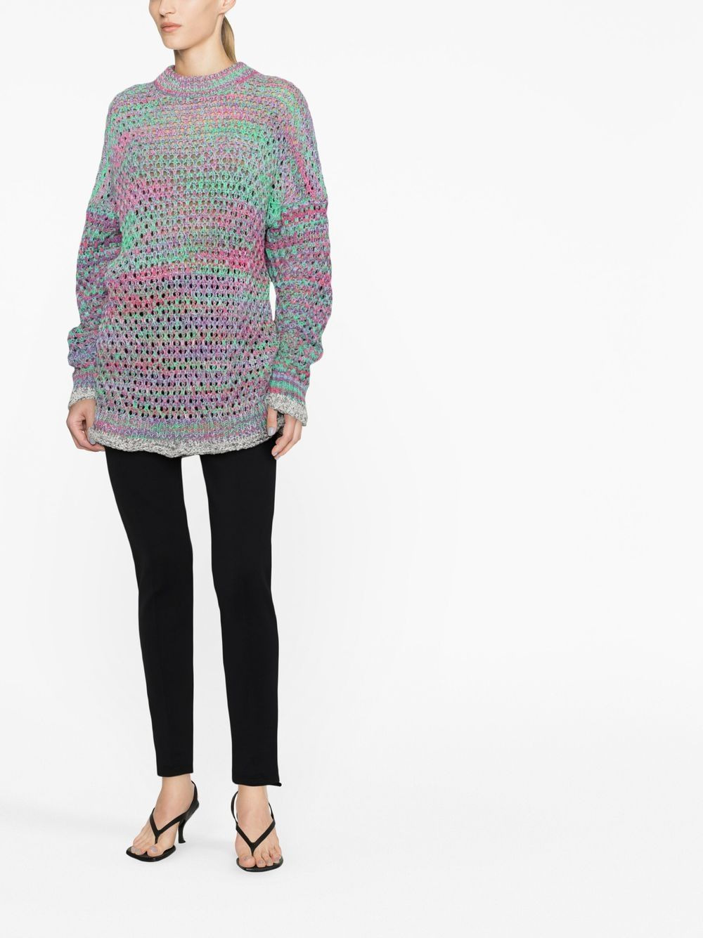 crew neck crocheted jumper - 2