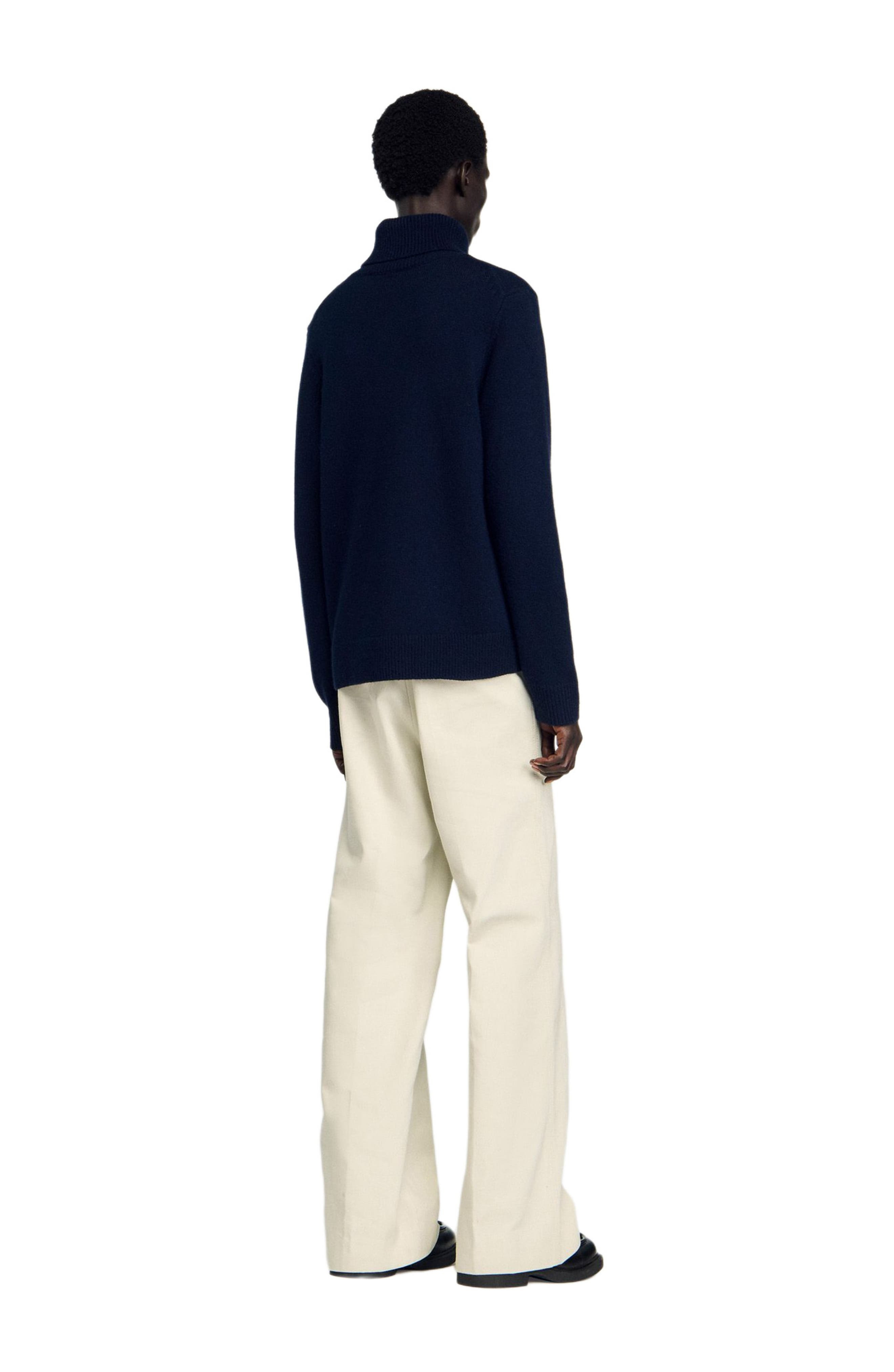SANDRO Wool and cashmere turtleneck sweater in Midnight Blue at Nordstrom - 3