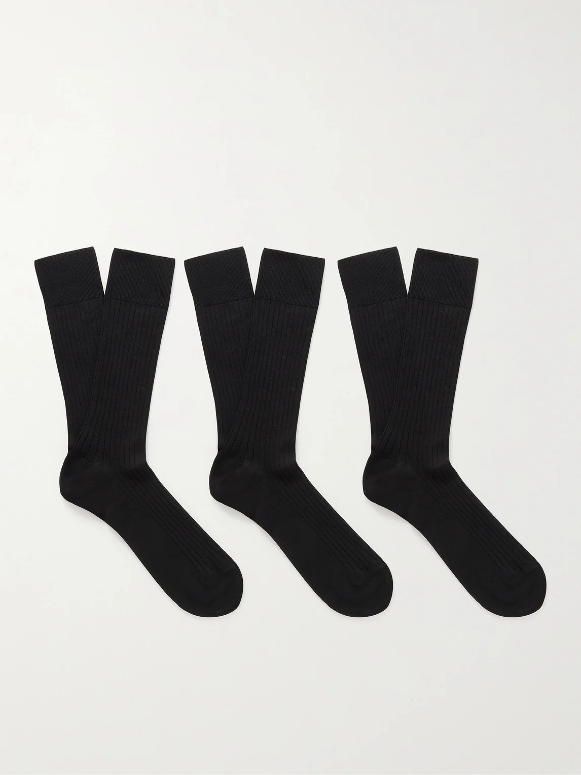 Three-Pack Ribbed Cotton-Blend Socks - 1