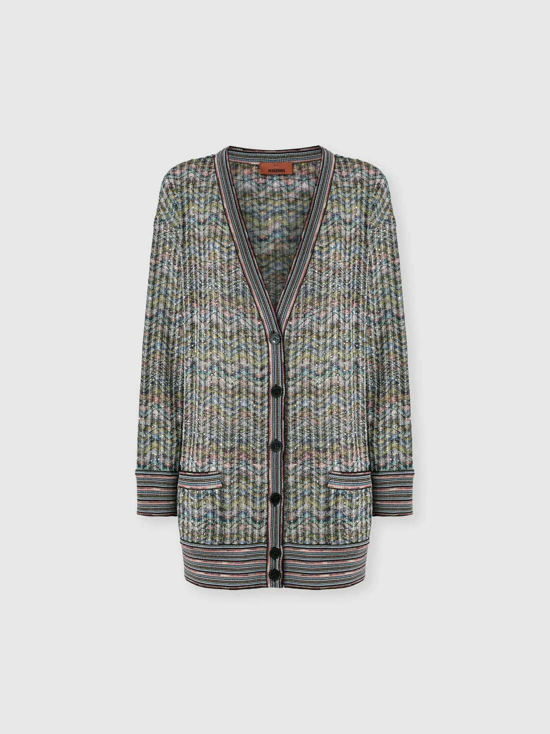 Oversized viscose-blend cardigan with sequins - 1