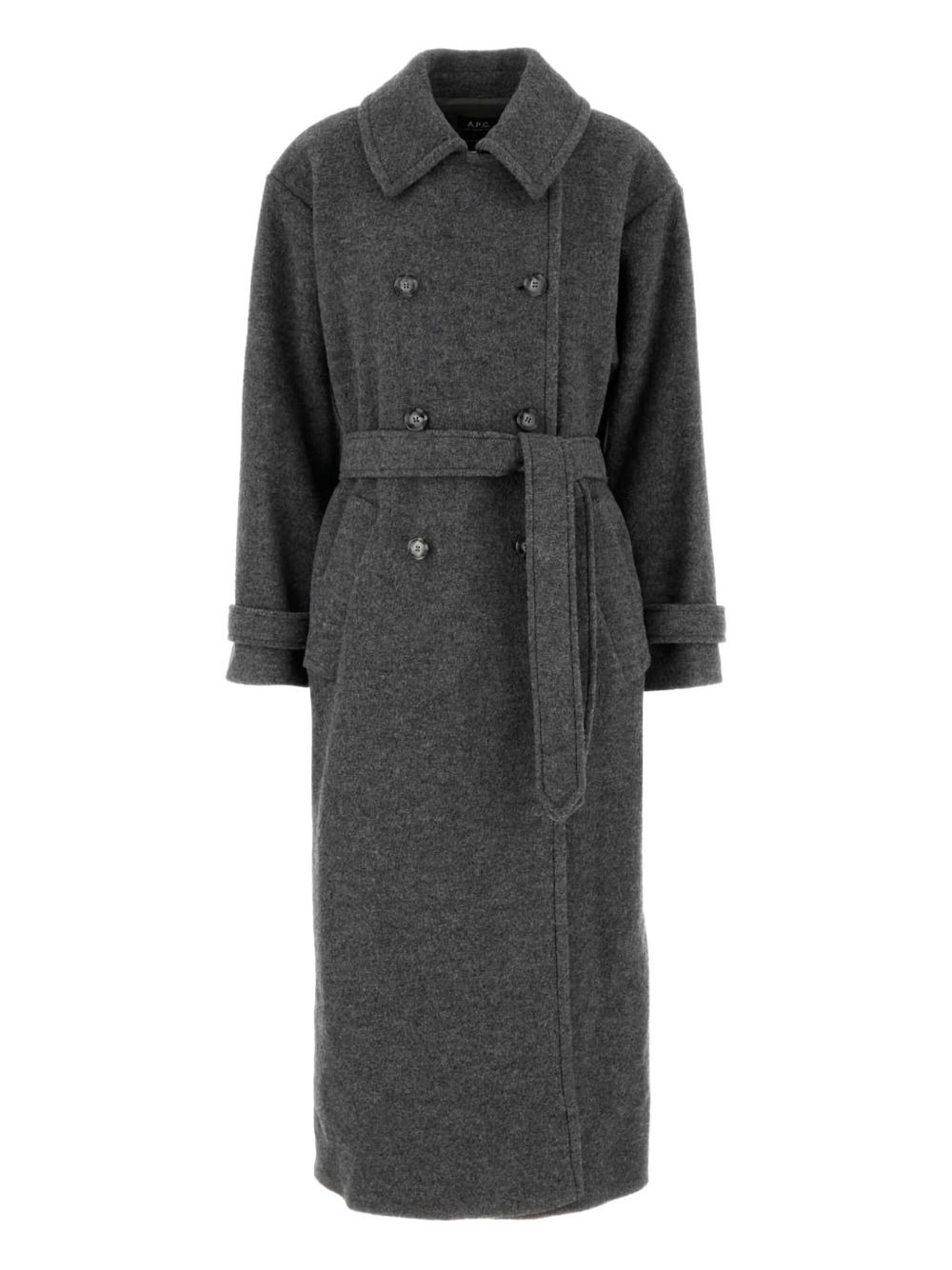belted double-breasted wool coat - 1
