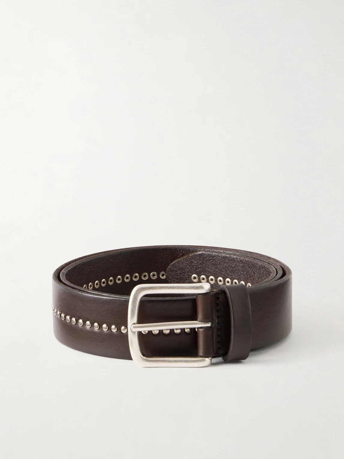 3cm Stud-Embellished Leather Belt - 1