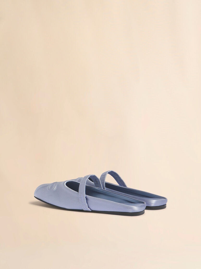 LIGHT GREY SATIN LITTLE BOW SABOT BALLET FLAT - 3
