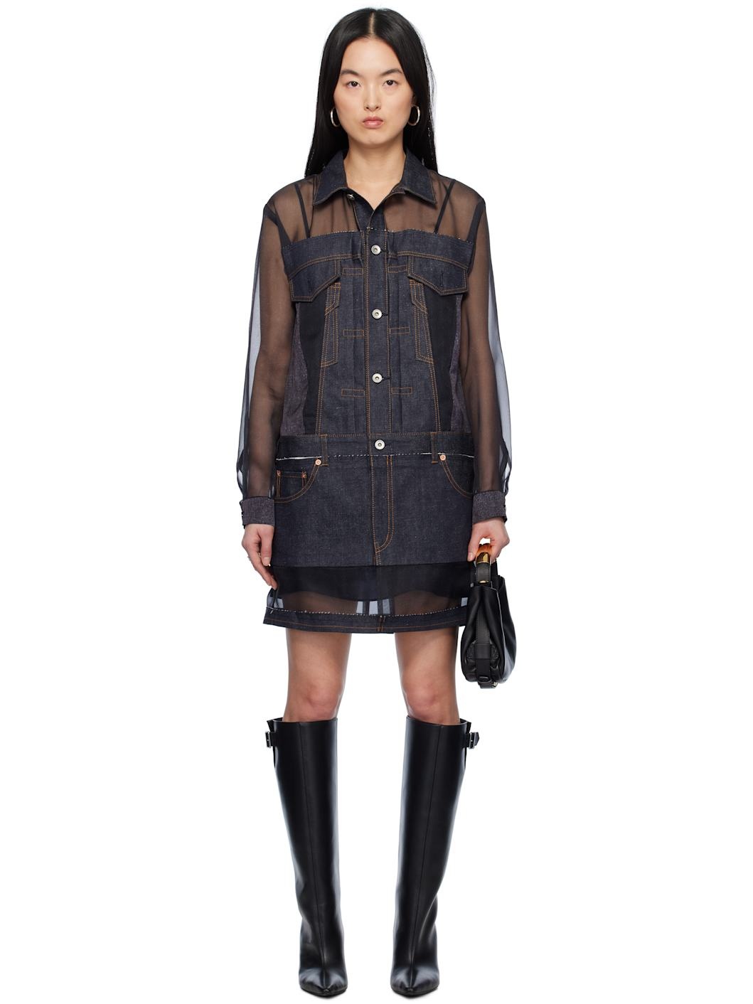 Indigo Mix Denim Minidress - 1
