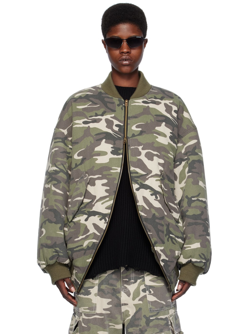 Green Camouflage Bomber Jacket - 1