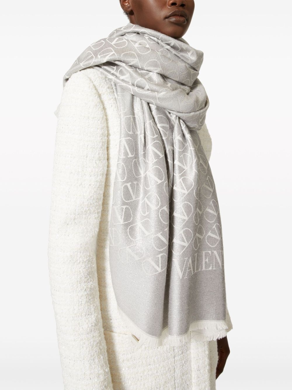 VLogo Signature jacquard shawl - 4