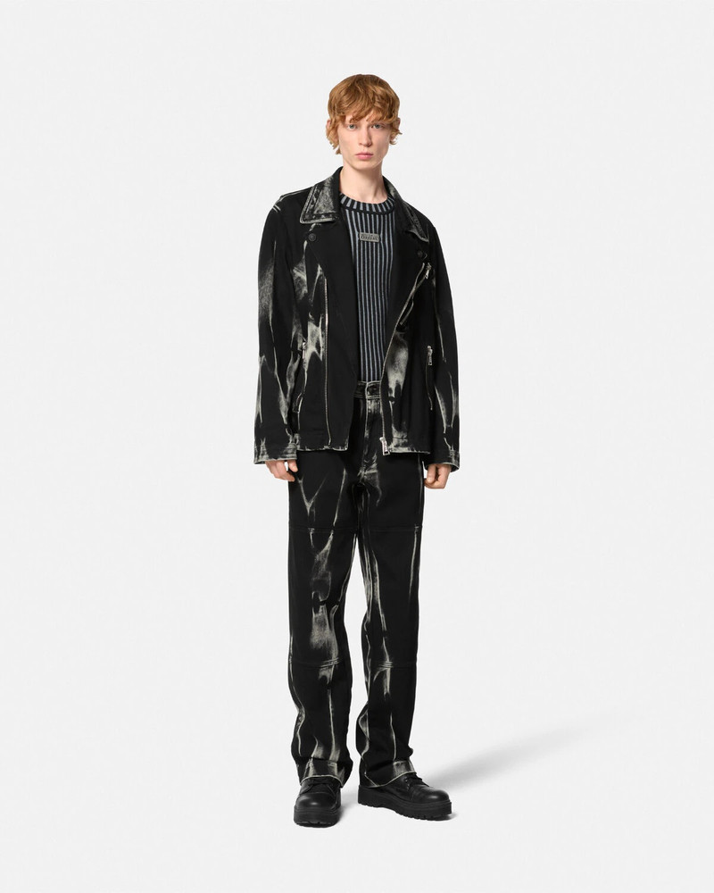 VERSACE JEANS COUTURE V-Emblem Denim Biker Jacket outlook
