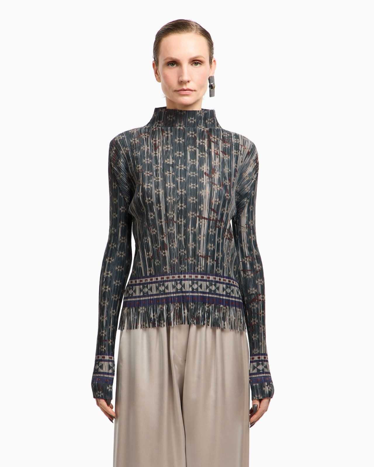 PLEATED LIGHT JERSEY JUMPER WITH PRINT - 4