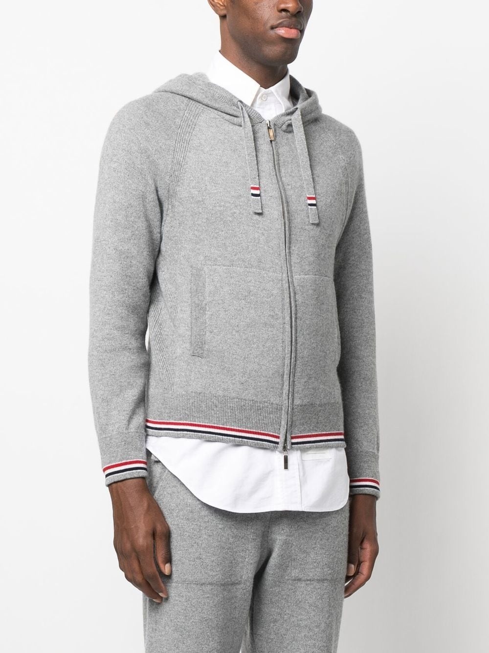 cashmere knitted zip-up hoodie - 3