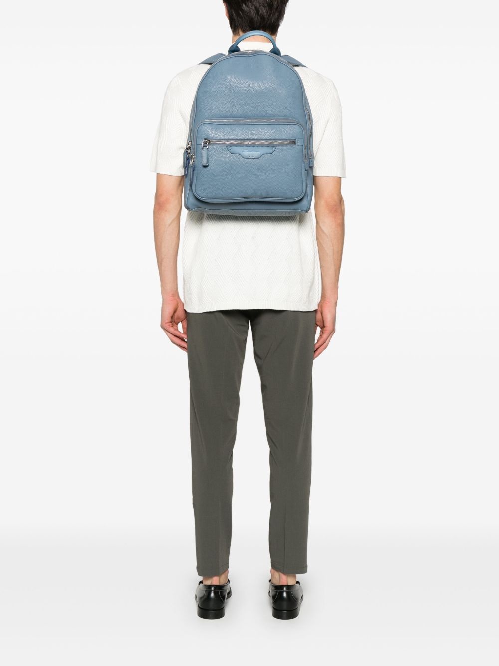 pebbled-leather backpack - 2