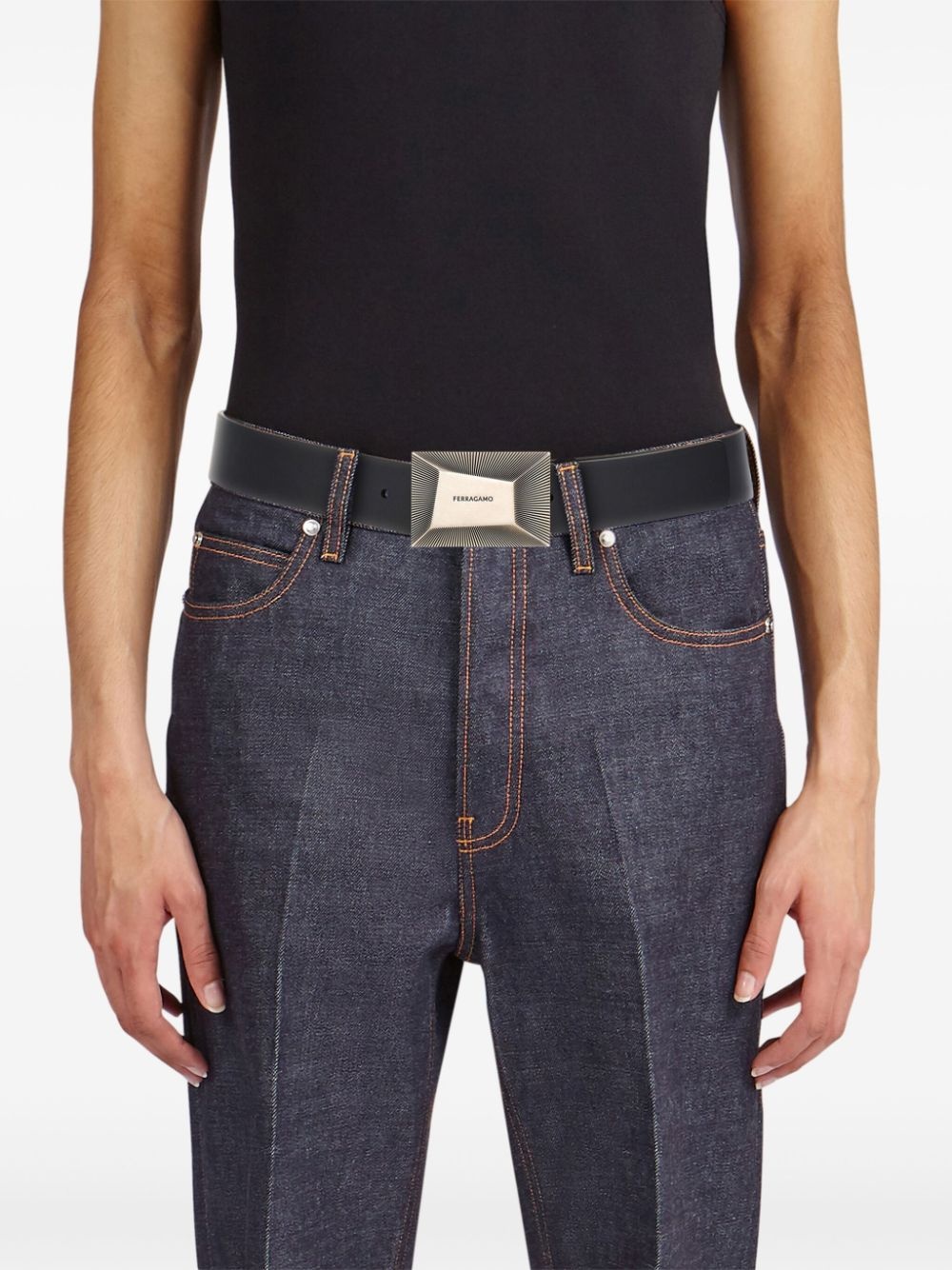 reversible logo-engraved leather belt - 3