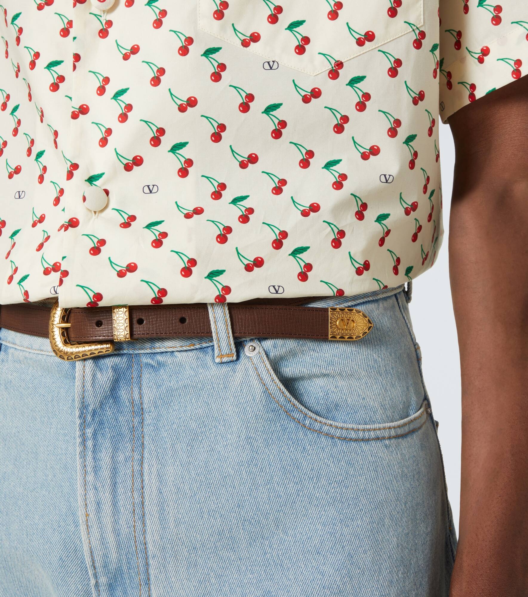 VLogo leather belt - 3